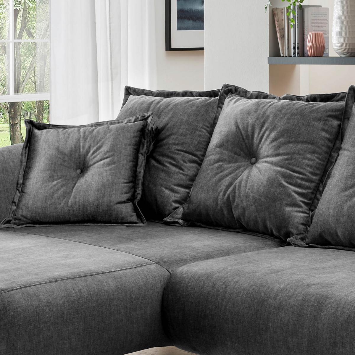 Ecksofa Baggio Grau S: 162/277 cm - Buchefarben/Grau, MODERN, Holz/Textil (162/277cm) - Livetastic