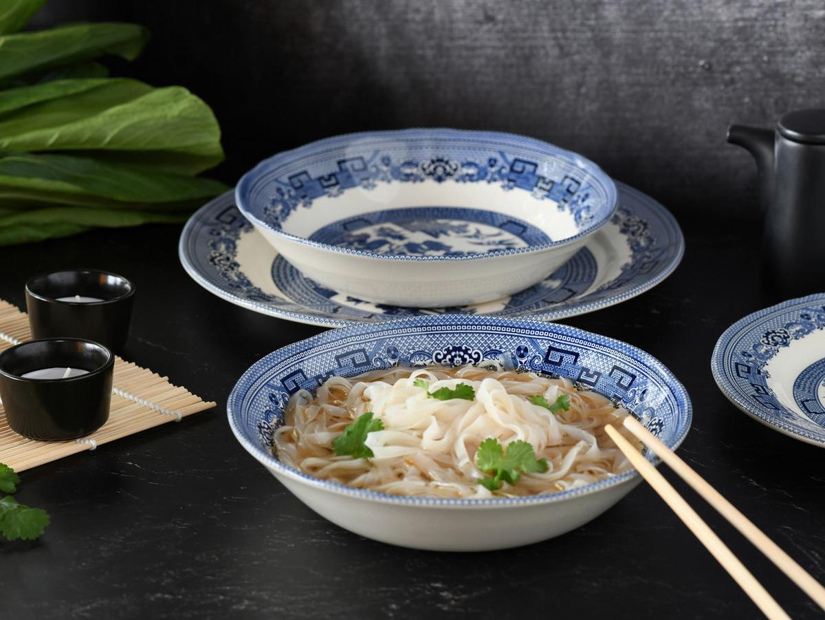 Tafelservice China Town Blau, Weiß L: 31 cm - Blau/Weiß, Basics, Keramik (31/30/32cm) - Creatable