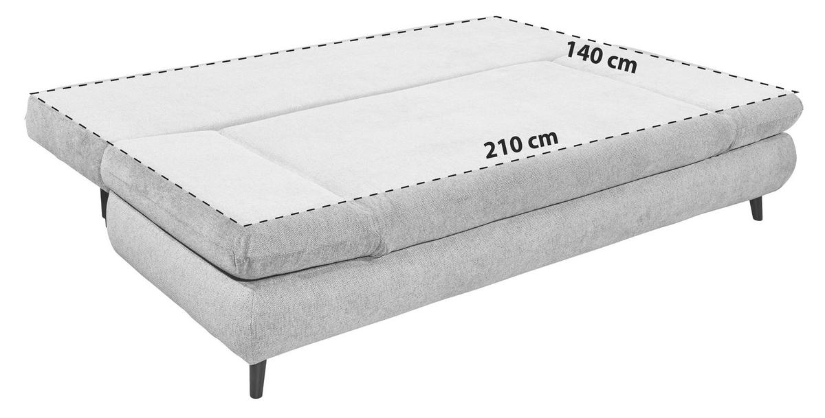 Schlafsofa Sunny 3Dl Taupe B: 212 cm - Taupe/Schwarz, KONVENTIONELL, Holzwerkstoff/Textil (212/88/101cm) - MID.YOU