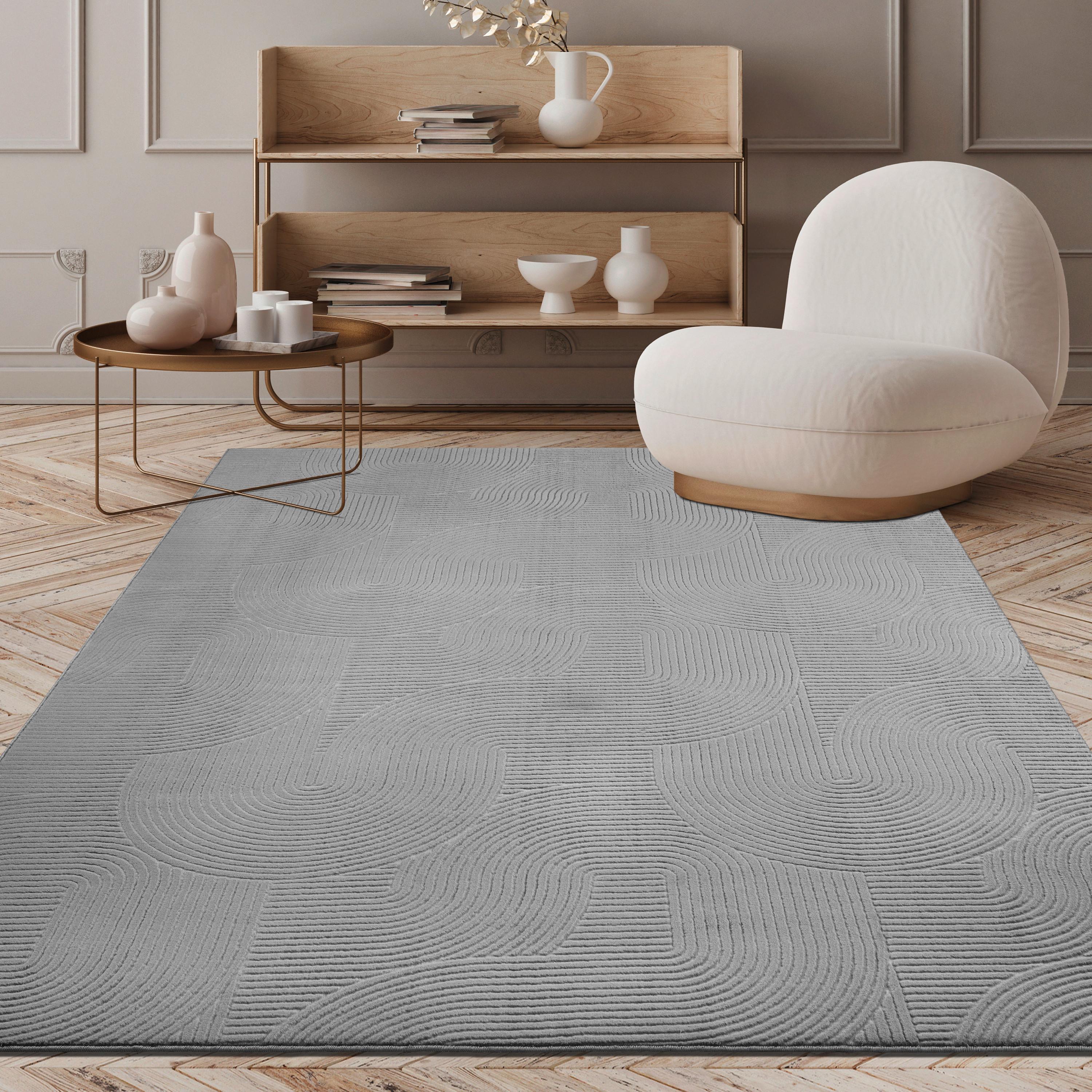 Webteppich Stilo - Grau, KONVENTIONELL, Textil (80/300cm)