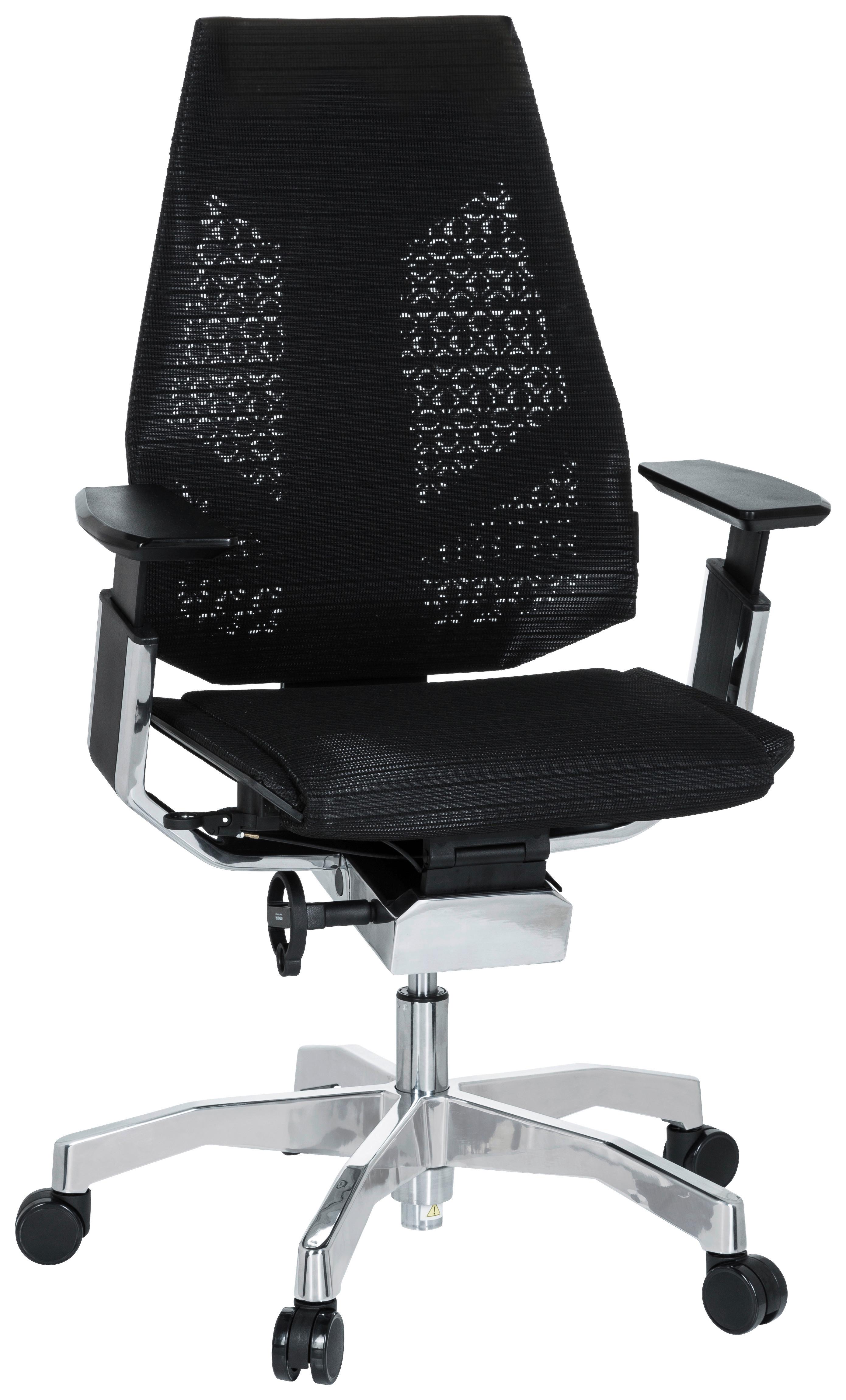 Drehstuhl Genidia Schwarz - Schwarz/Alufarben, MODERN, Kunststoff/Textil (57/107/46cm) - MID.YOU