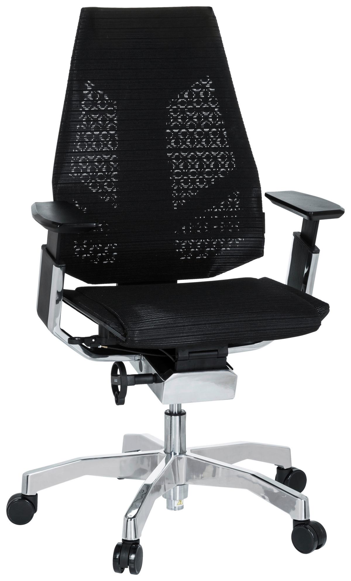 Drehstuhl Genidia Schwarz - Schwarz/Alufarben, MODERN, Kunststoff/Textil (57/107/46cm) - MID.YOU