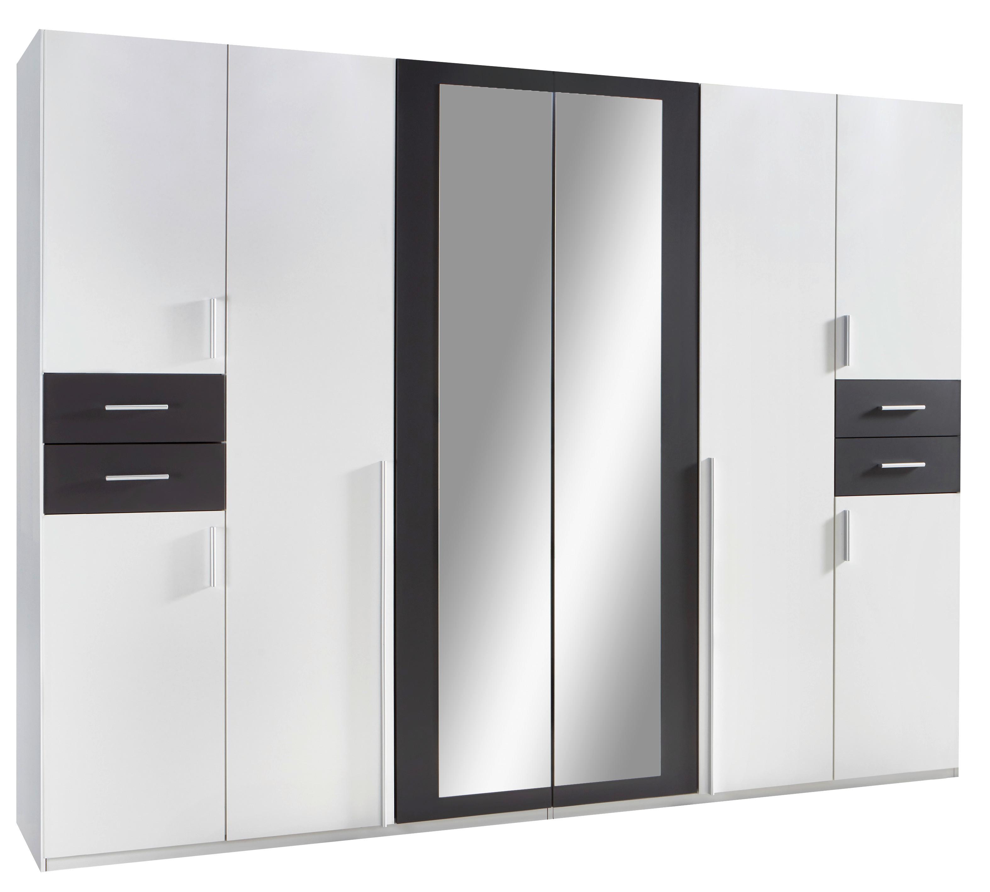 Drehtürenschrank mit Spiegel + Laden B: 270 cm Vegas, Weiß