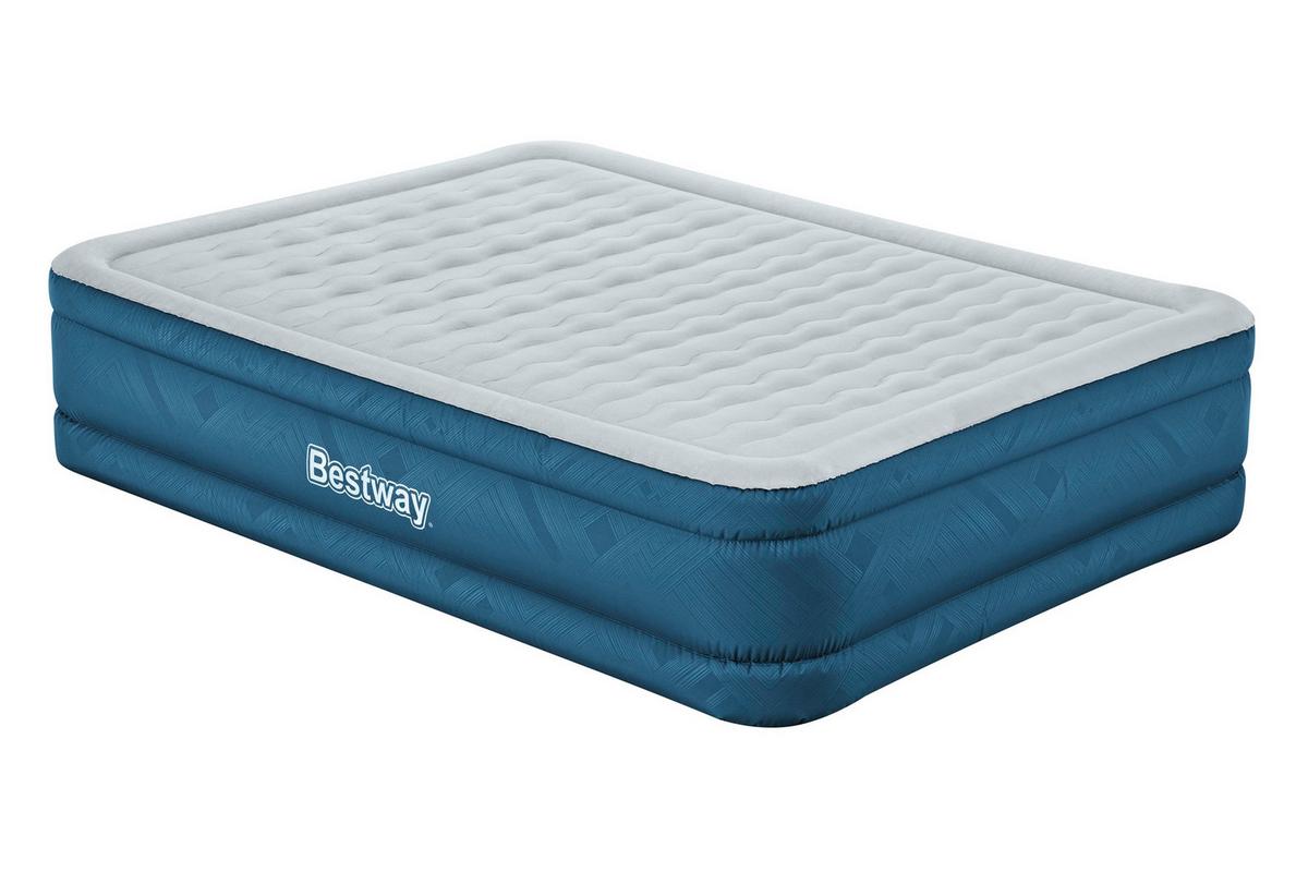Luftbett Andrea 203x152x46 Cm Bis 350kg, Inkl. Pumpe - Grau/Hellblau, KONVENTIONELL, Kunststoff/Metall (203/152/46cm) - Bestway