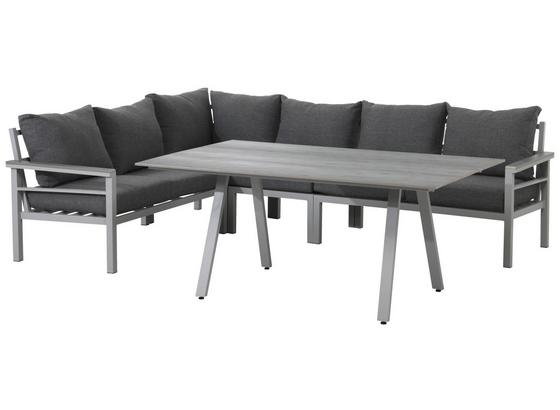 Loungegarnitur 4-Tlg Bari Aus Alu und Polywood mit Kissen - Hellgrau, MODERN, Kunststoff/Textil (199/259cm) - Beldano