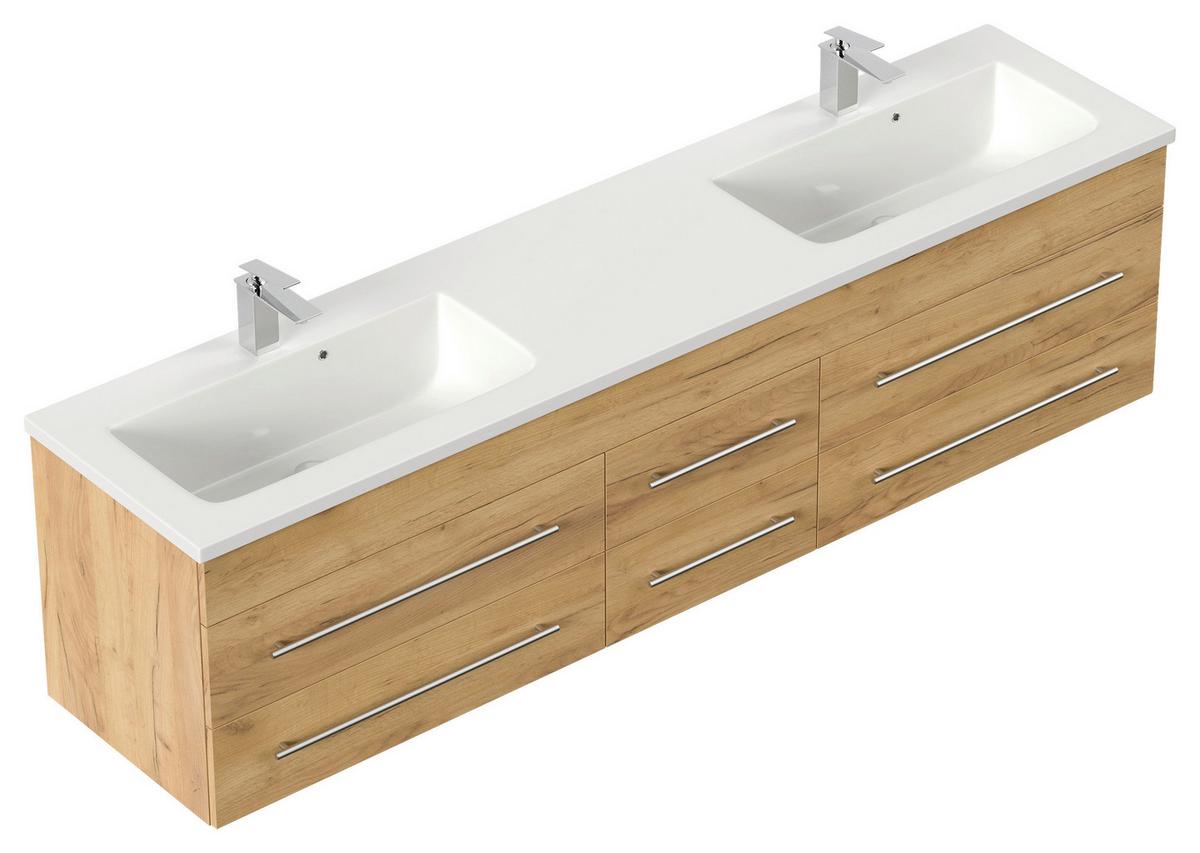 WASCHTISCHKOMBI Geant, Eichefarben B: 200 cm - Eichefarben/Weiß, Basics, Holzwerkstoff/Stein (200cm) - MID.YOU