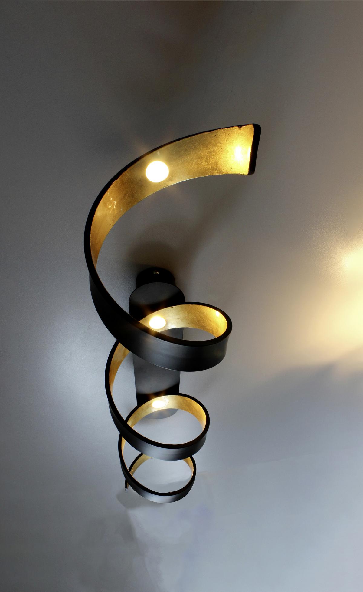 Led-deckenleuchte Helix L: 80 Cm Mit 3 Helligkeitsstufen - Goldfarben/Schwarz, Design, Metall (80/35/13,5cm)