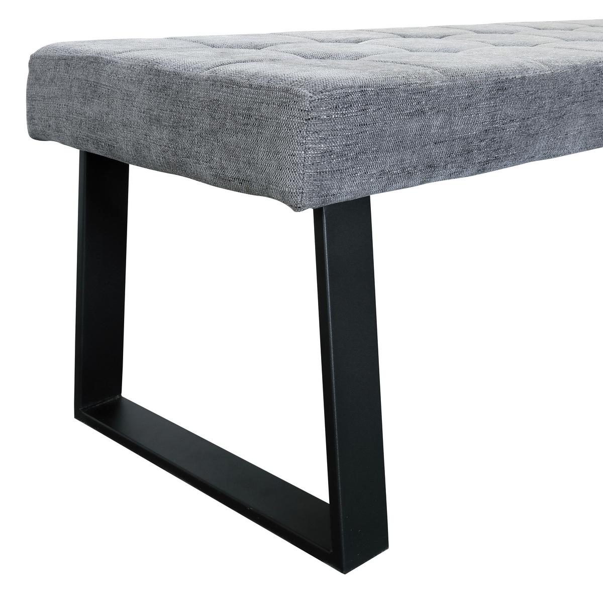 Sitzbank Brekke - Hellgrau/Schwarz, MODERN, Textil/Metall (140/49/48cm) - MID.YOU