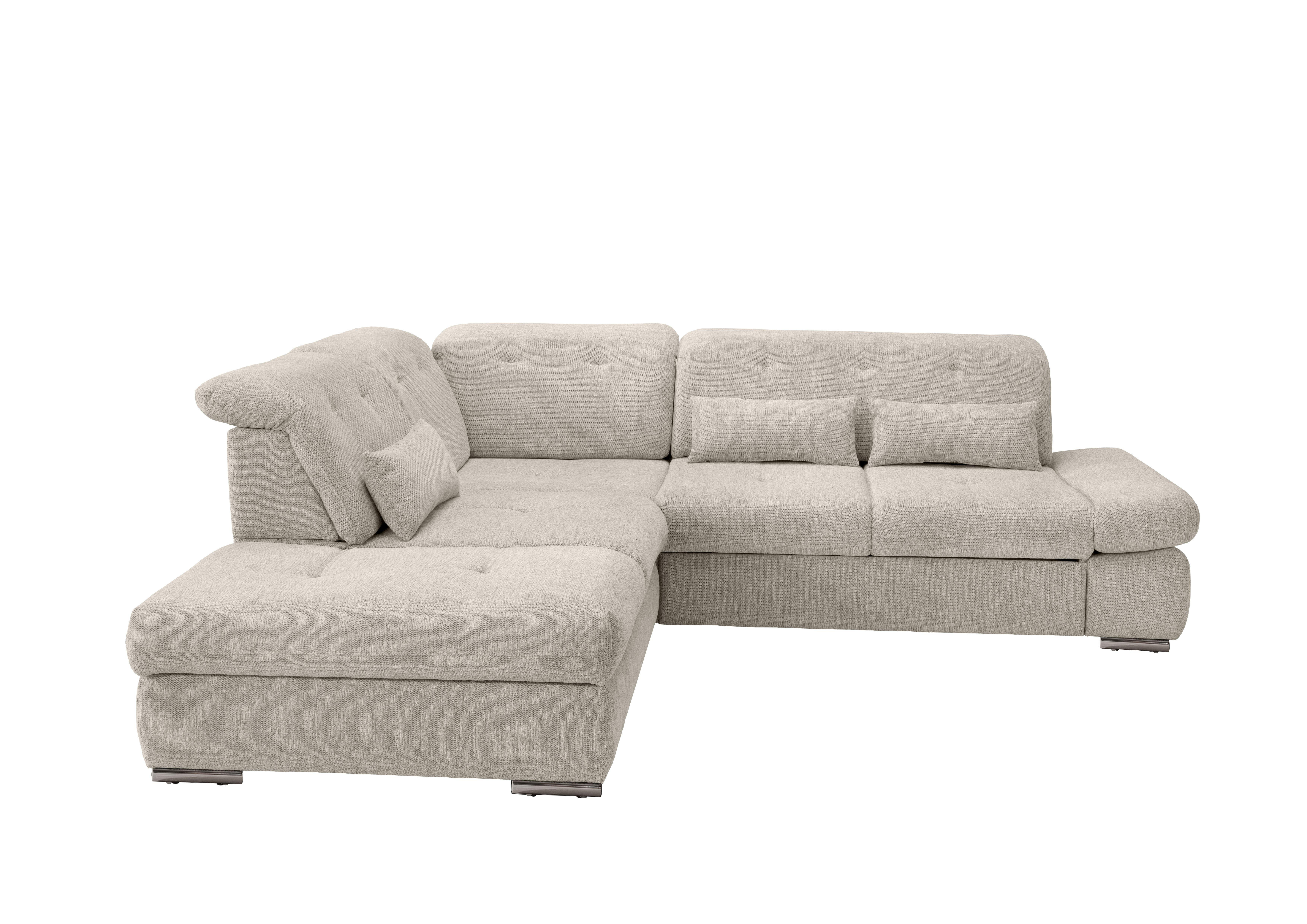 Ecksofa Dalida Beige S: 254x280 Cm - Chromfarben/Beige, Design, Textil (254/280cm) - Livetastic