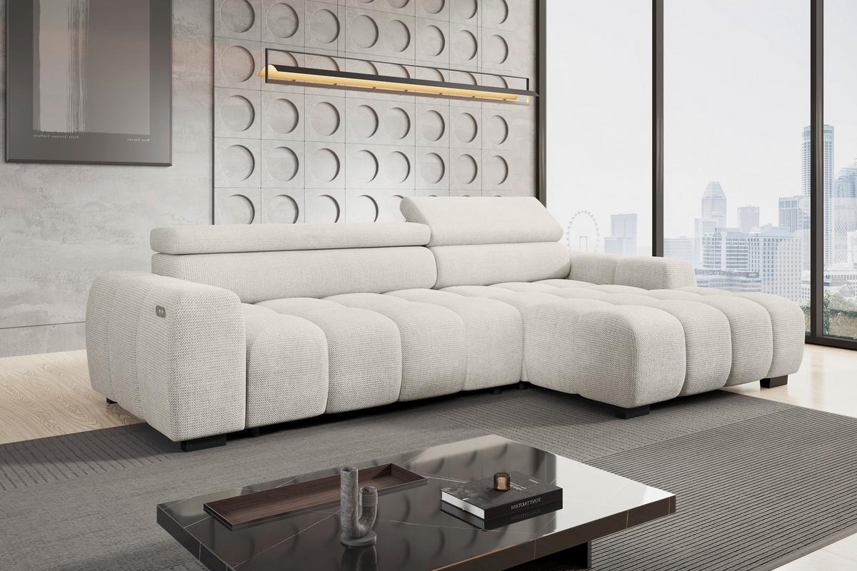 Ecksofa Fargo S Greige, B: 285 cm - Greige/Schwarz, Trend, Textil (285/168cm)