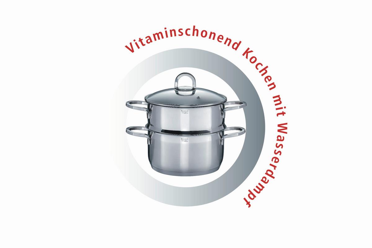 Kochtopfset Alara Edelstahlfarben, 8-teilig - Klar/Edelstahlfarben, Basics, Glas/Metall - GSW