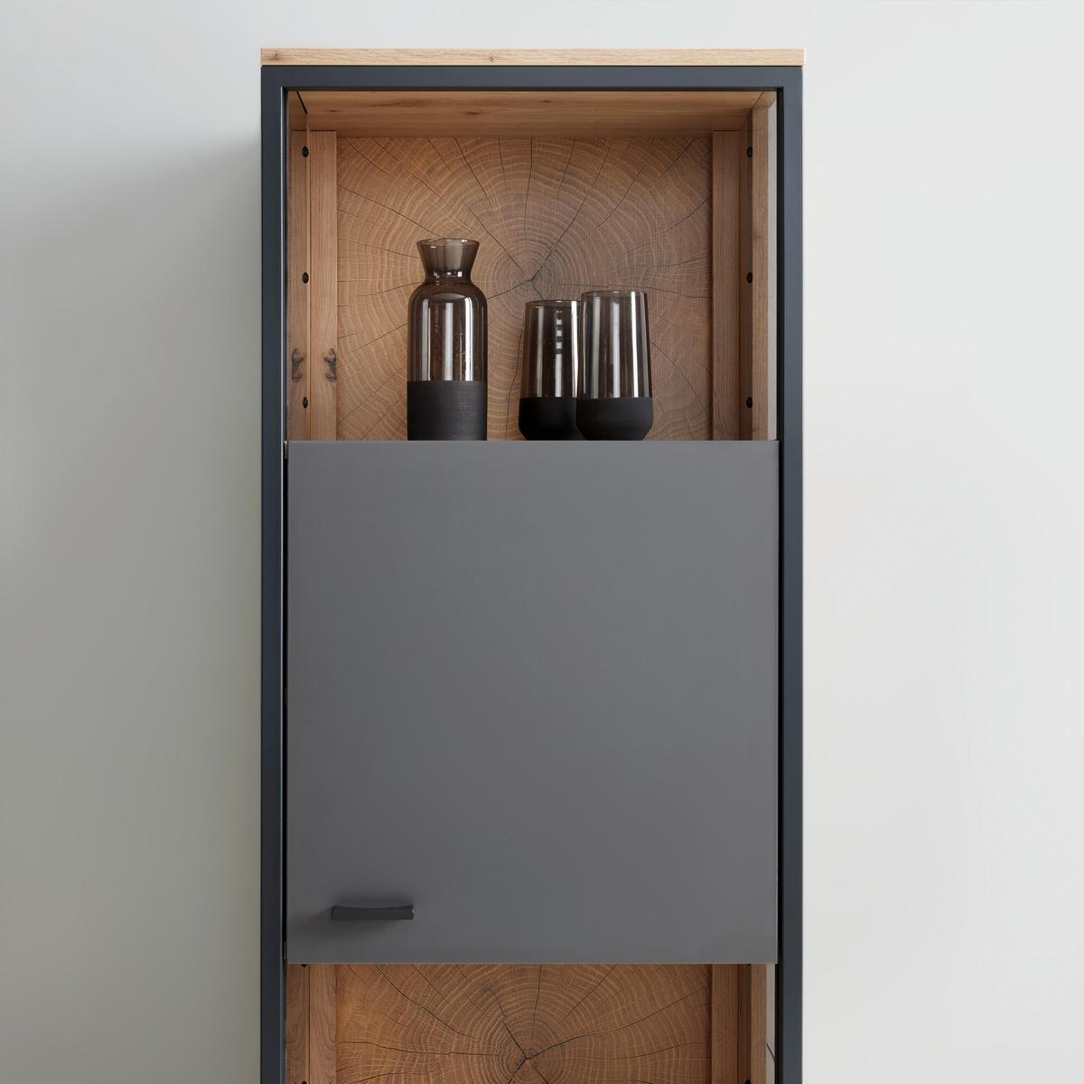 ZÁVĚSNÁ VITRÍNA FLORENZ - šedá/černá, Moderní, kov/kompozitní dřevo (50/119,9/38cm) - Premium Living