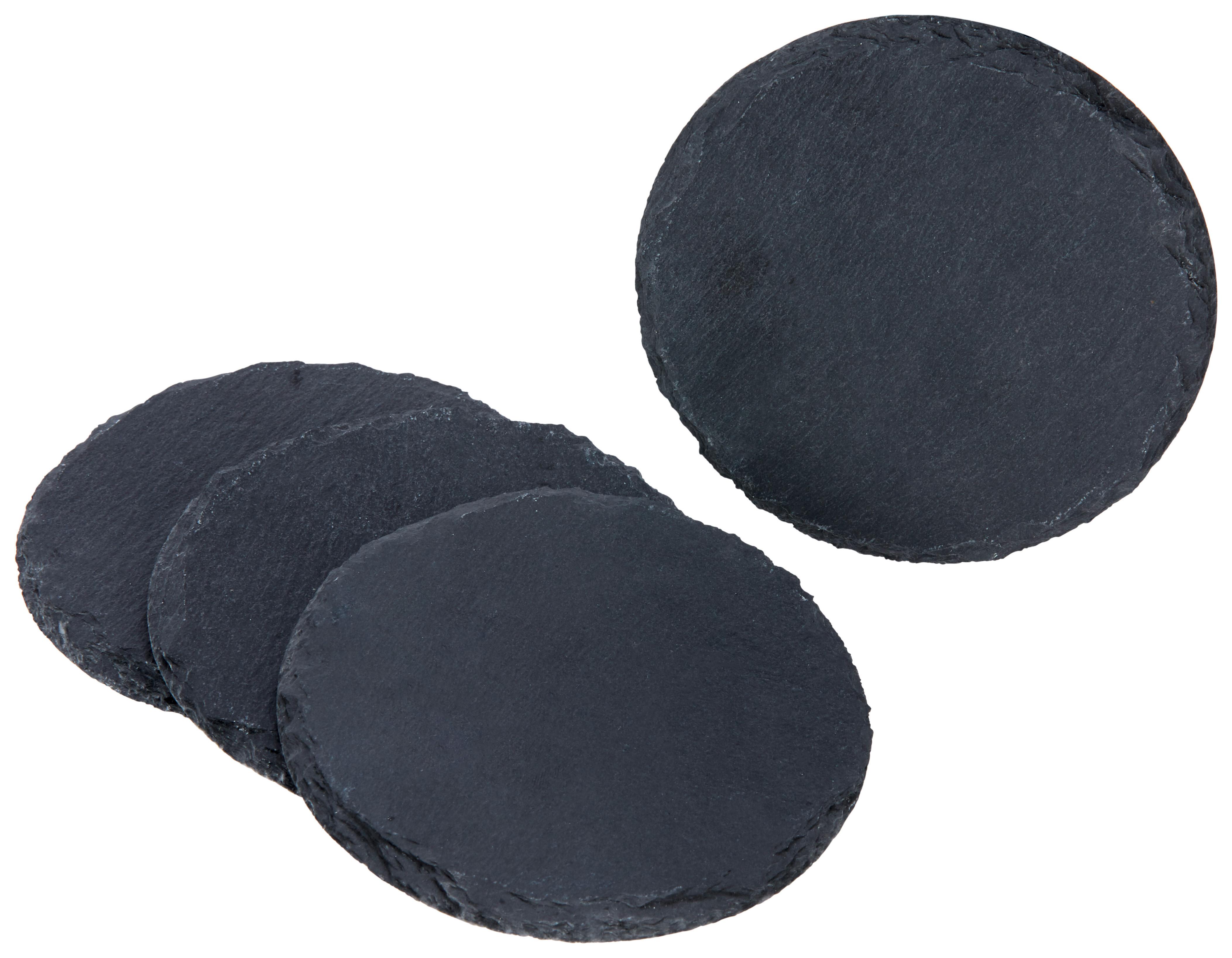 SADA PODLOŽIEK STONEY - čierna, Modern, plast/kameň (10/0,5cm) - Zandiara