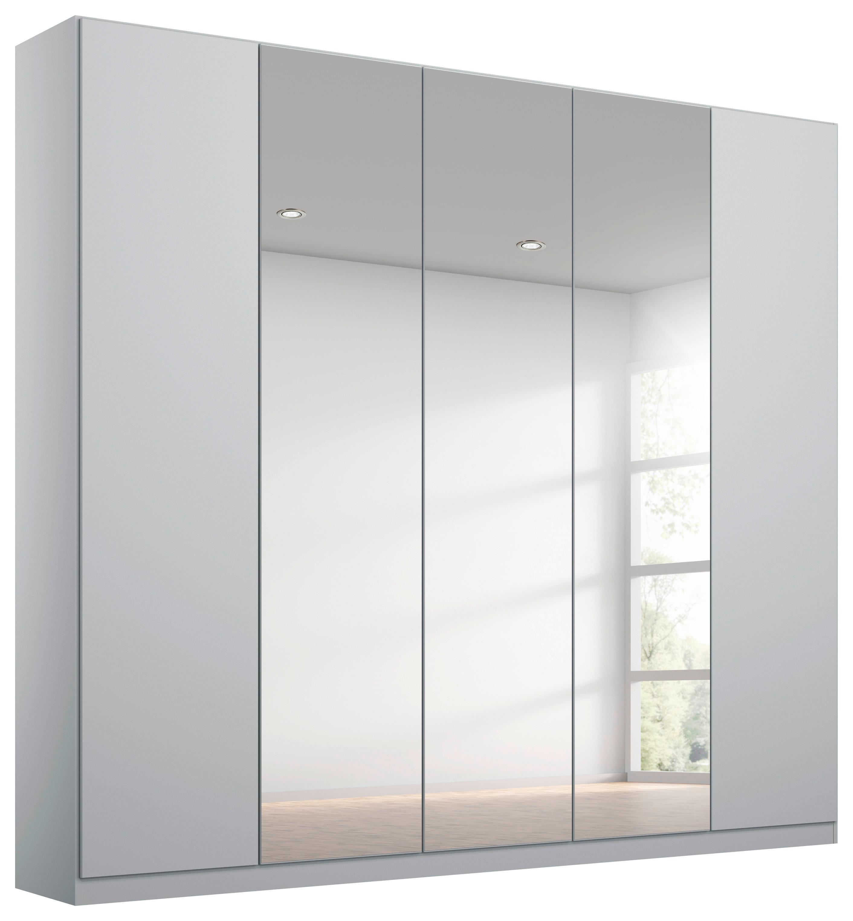 Drehtürenschrank Mit Spiegel 226 Cm Alabama, Seidengrau - Silberfarben/Hellgrau, MODERN, Holzwerkstoff (226/229/54cm)
