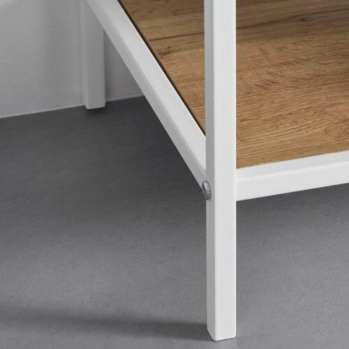 Regál FIONA šírka 110cm - biela/farba borovice, Modern, kov/kompozitné drevo (110/80/35cm) - Bessagi Home