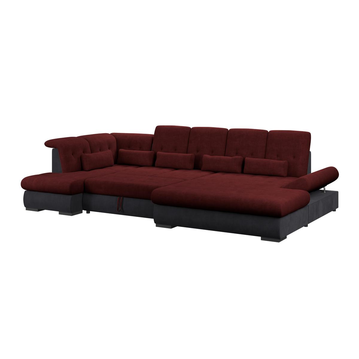 Wohnlandschaft Madera Rubinrot, S: 212x358 cm - Anthrazit/Rot, KONVENTIONELL, Kunststoff/Textil (212/358/190cm)