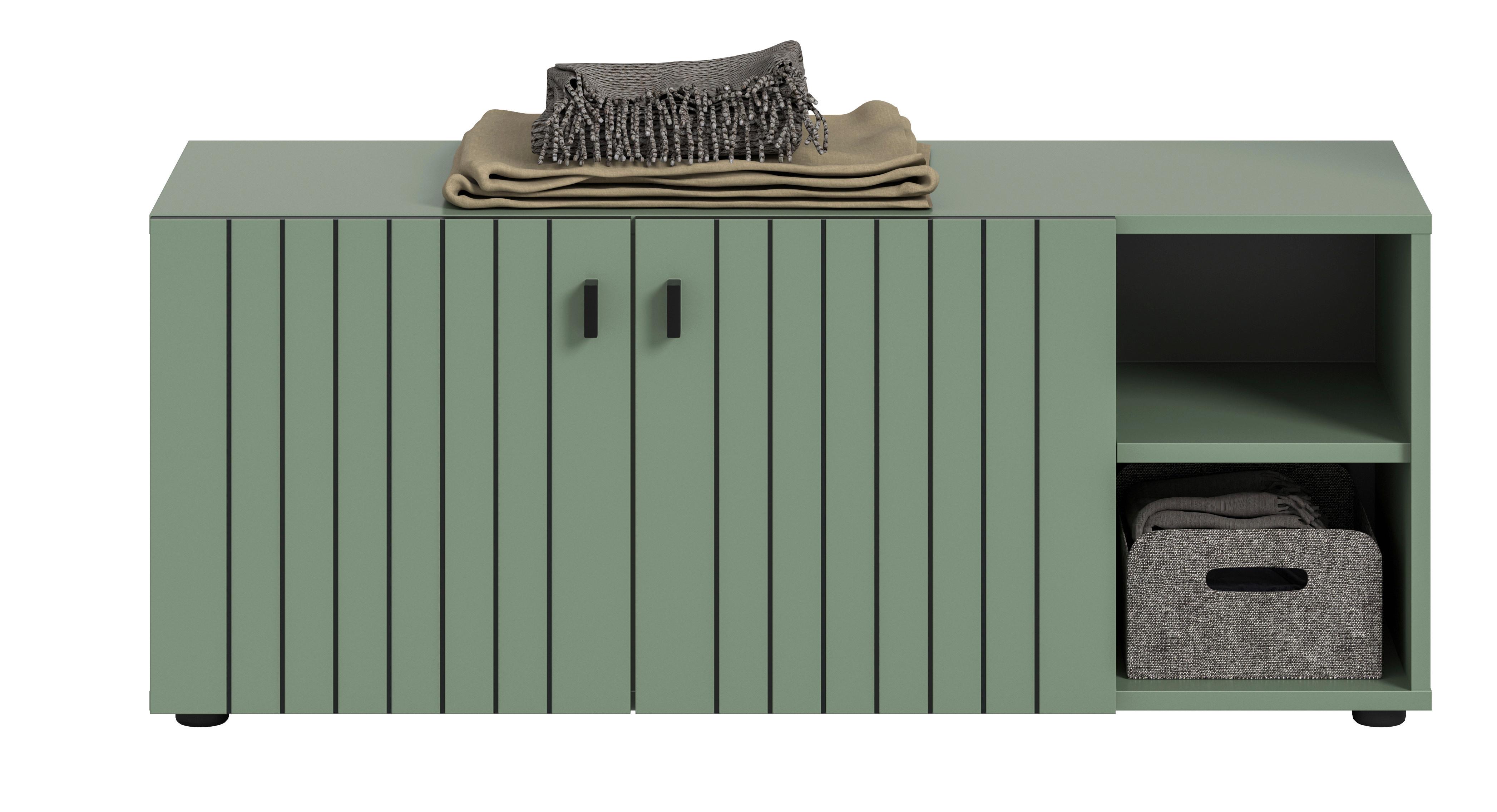 Sitzbank Station Graugrün B: 106cm - Graugrün, Design, Holzwerkstoff (106/43/37cm) - MID.YOU