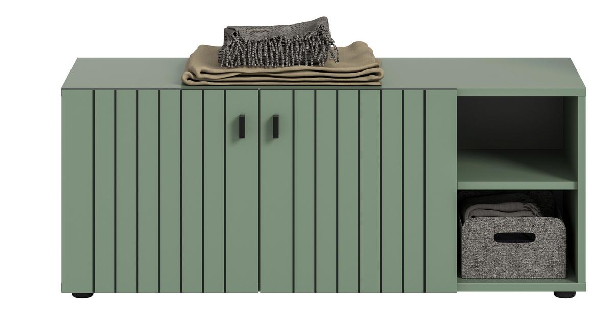 Sitzbank Station Graugrün B: 106cm - Graugrün, Design, Holzwerkstoff (106/43/37cm) - MID.YOU