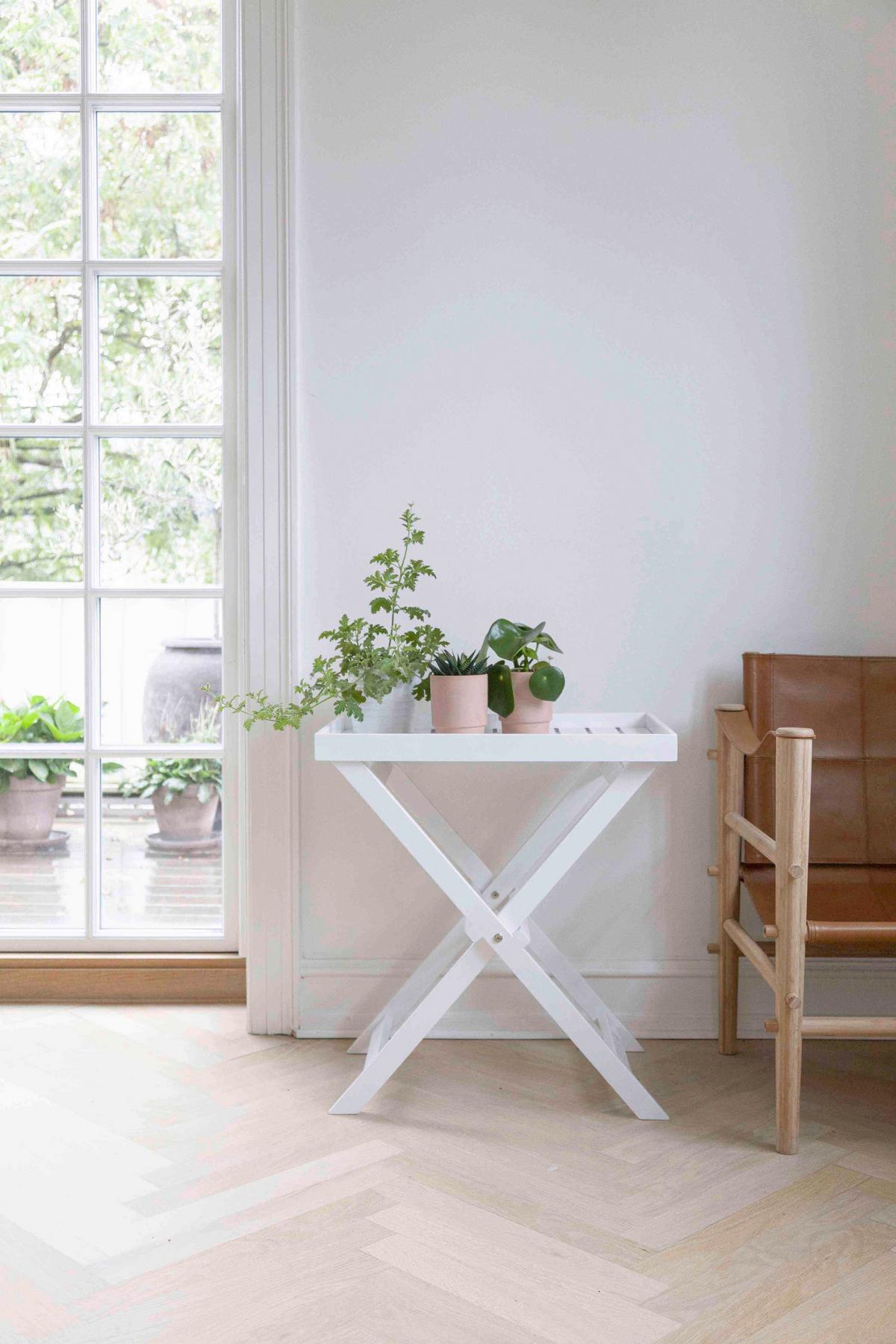 Gartentisch klappbar Tray Table Mahagoniholz L 60cm - Weiß Hochglanz, KONVENTIONELL, Holz (60/40/65cm) - MID.YOU