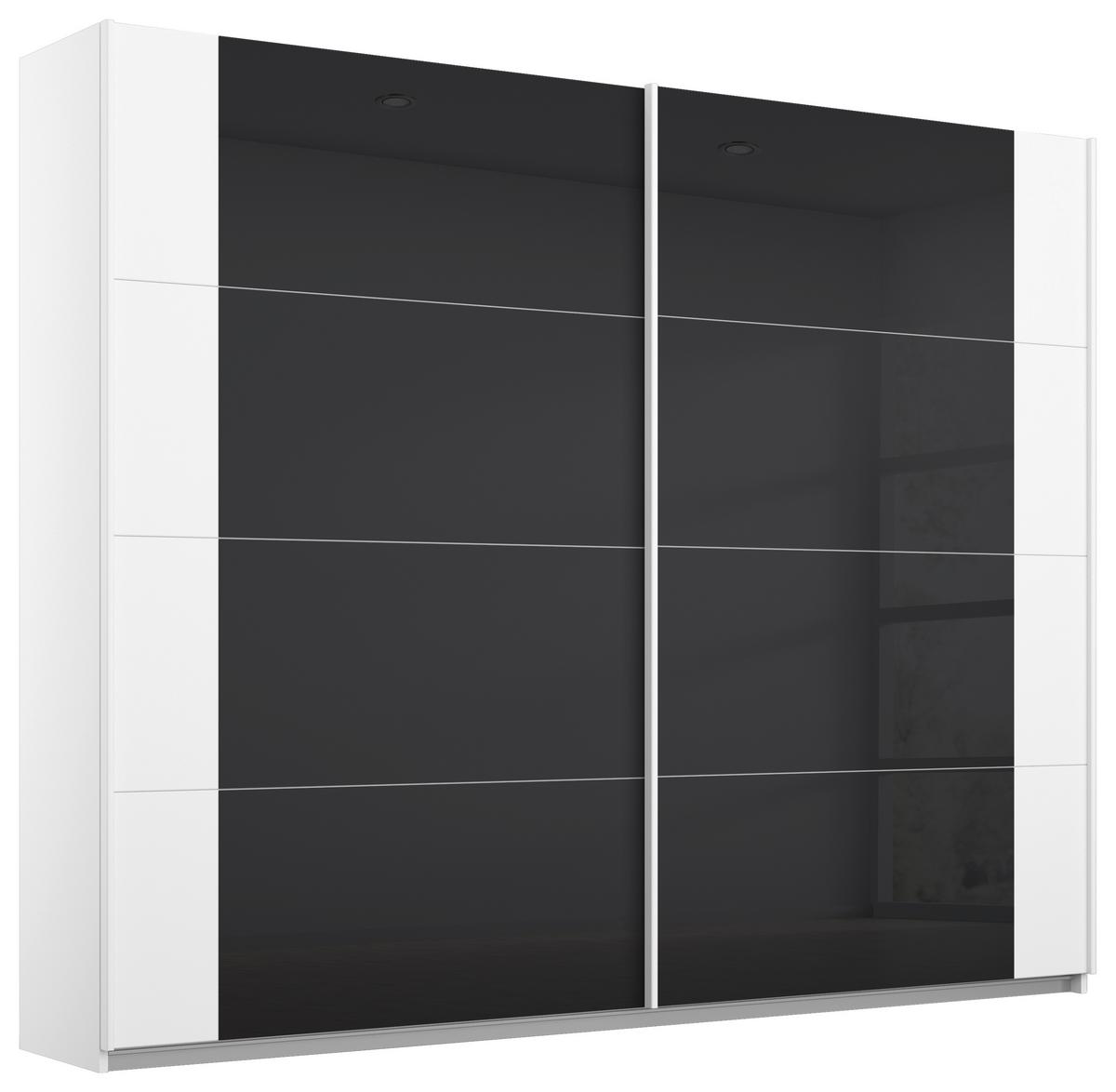 Skriňa s posuvnými dvermi alpská biela/antracit 226cm - biela/antracitová, Modern, kov/kompozitné drevo (226/210/62cm) - Rauch Möbel