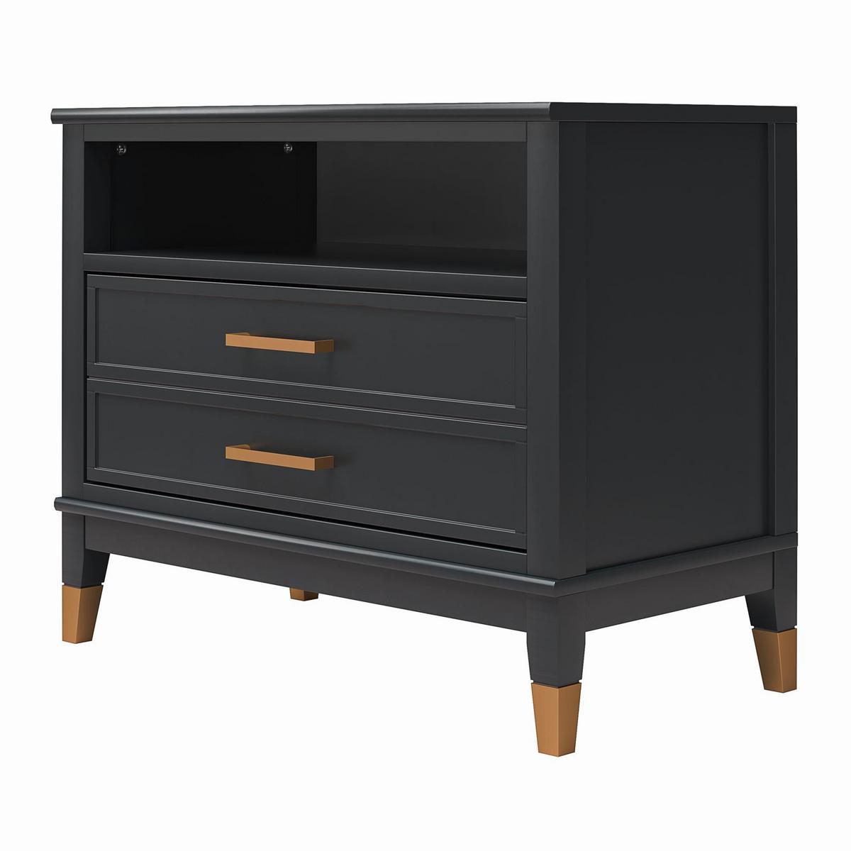 Nachttisch Westerleigh Schwarz/messingfarben B: 76 Cm - Messingfarben/Schwarz, Design, Holzwerkstoff (76/61/40cm) - MID.YOU