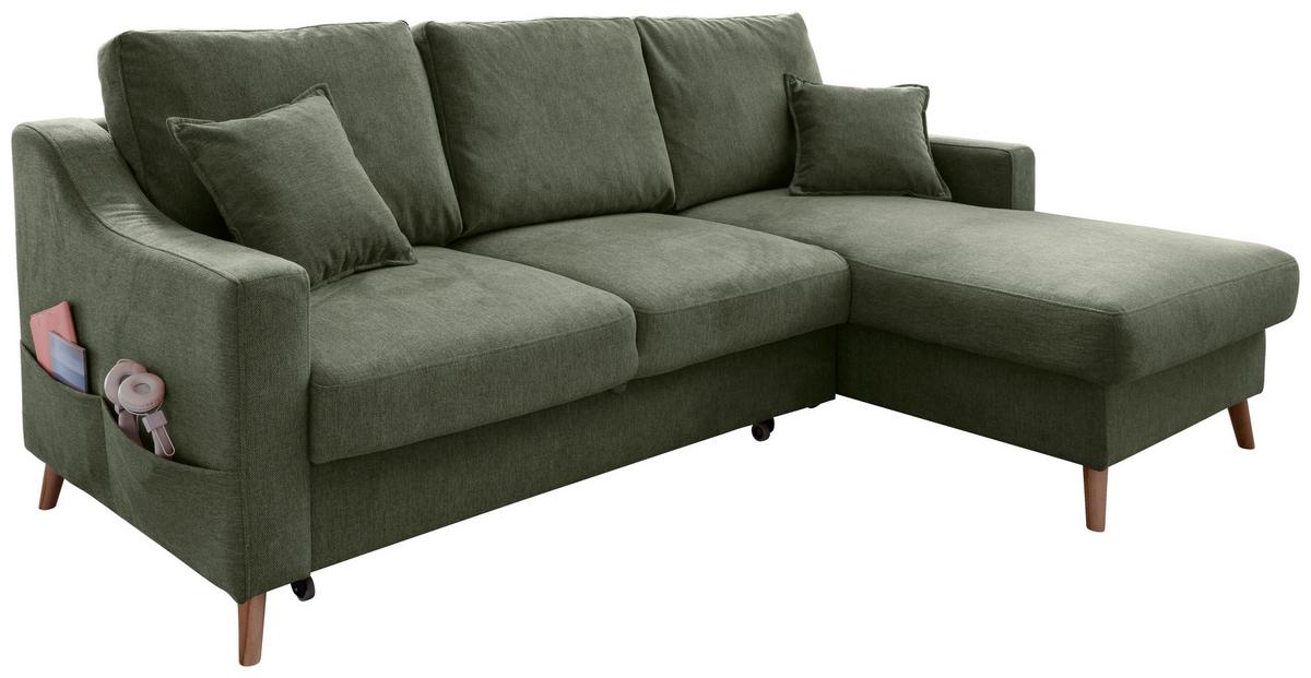 Ecksofa Valentina Dunkelgrün S: 228x150 Cm - Dunkelgrün/Naturfarben, MODERN, Textil (228/150cm) - Livetastic