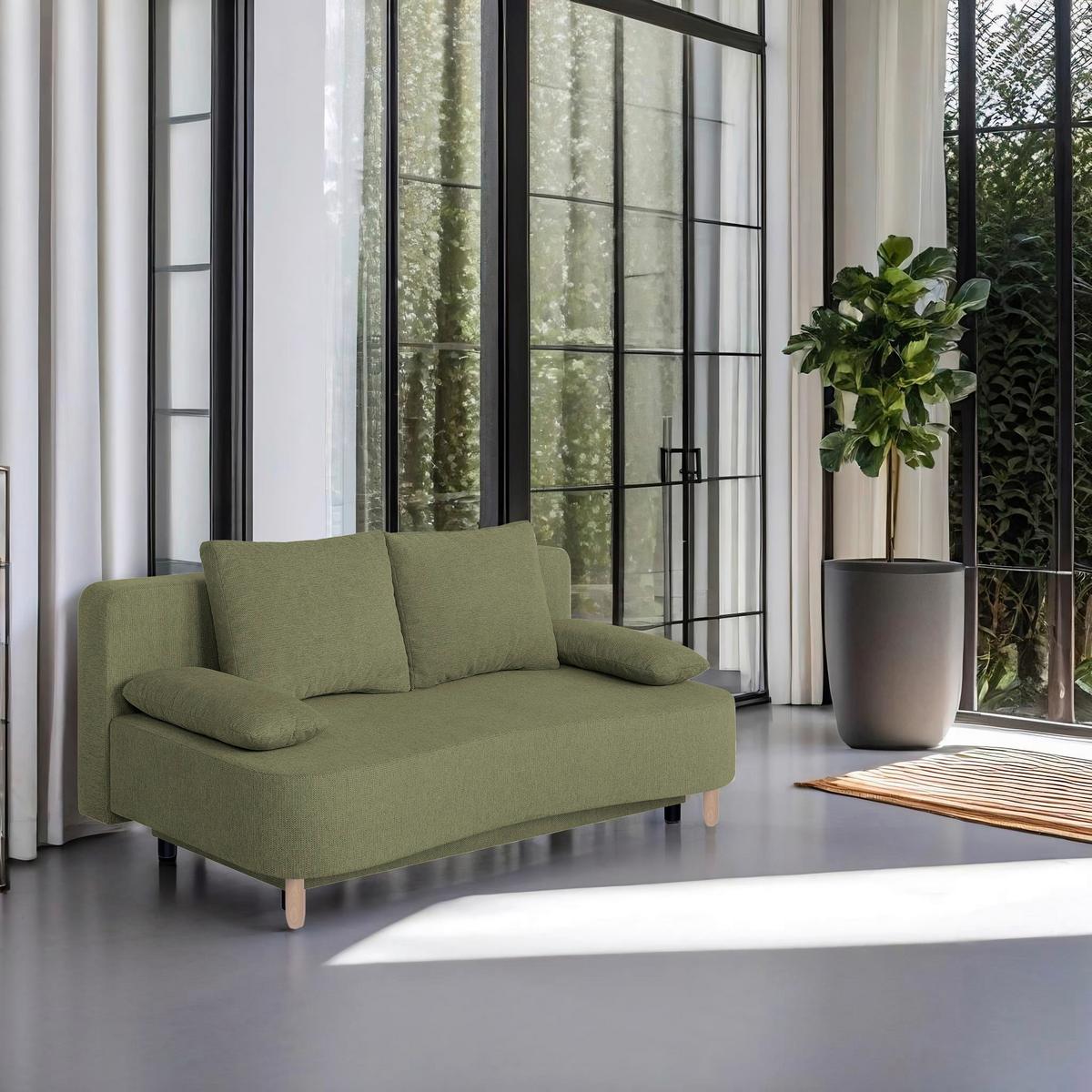 2-sitzer-sofa Lara Mit Schlaffunktion & Bettkasten - Buchefarben/Schwarz, Design, Holzwerkstoff/Textil (193/86/85cm) - P & B