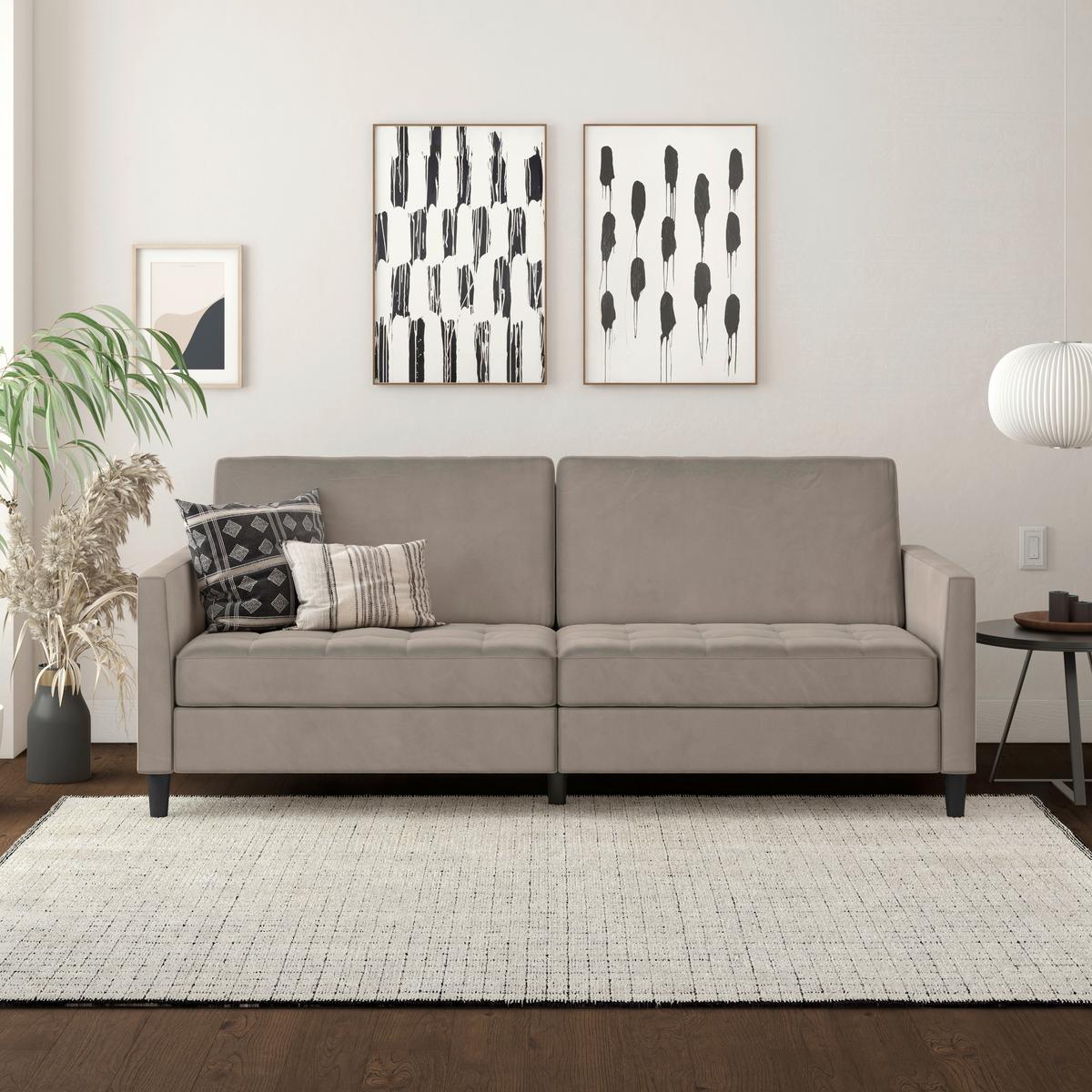 Schlafsofa Palermo Taupe, mit Schlaffunktion - Taupe/Schwarz, Basics, Textil (207/86/86cm) - Livetastic