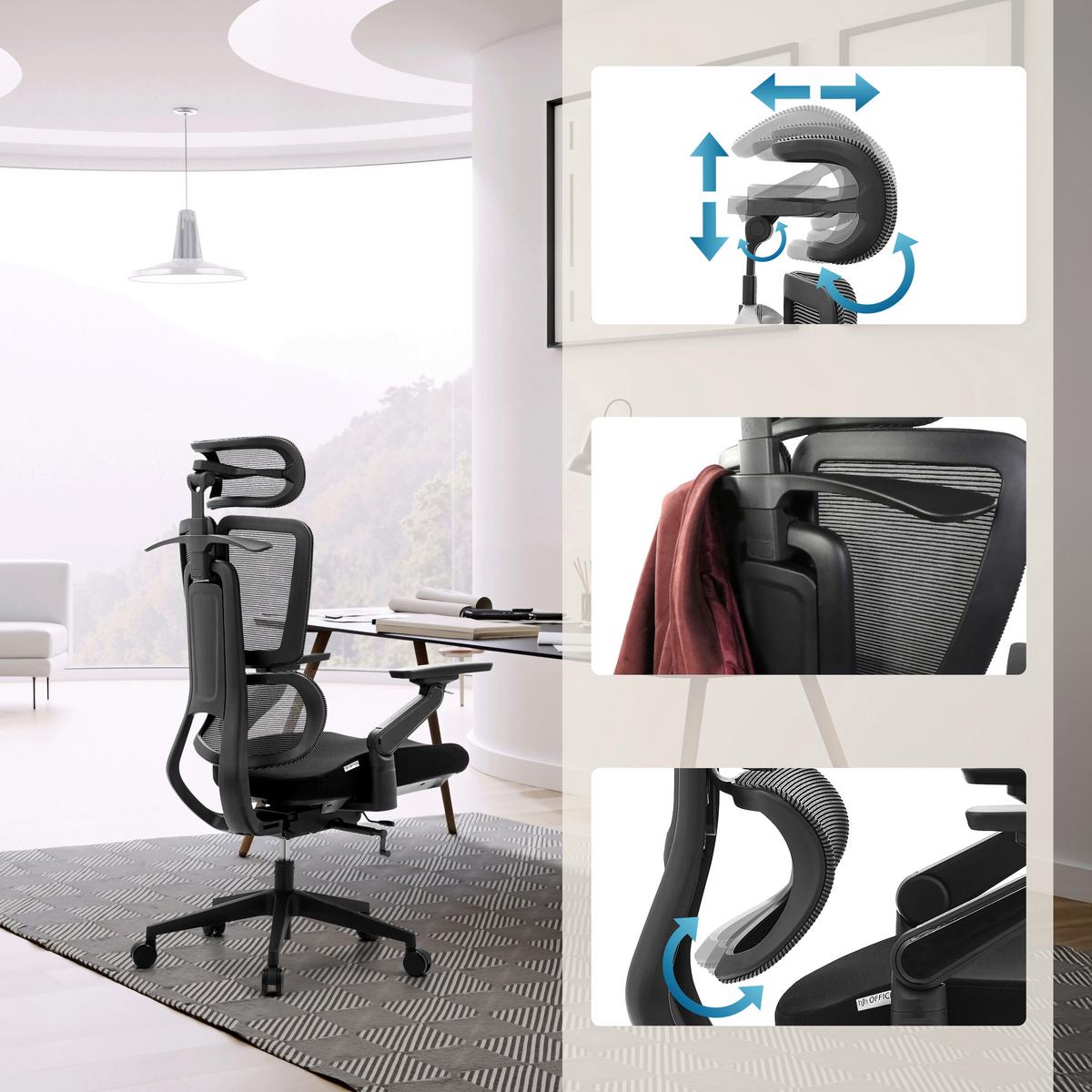 DREHSTUHL Ergo U2 Flex Schwarz B: 68cm - Schwarz, MODERN, Kunststoff/Textil (68/140/67cm) - MID.YOU
