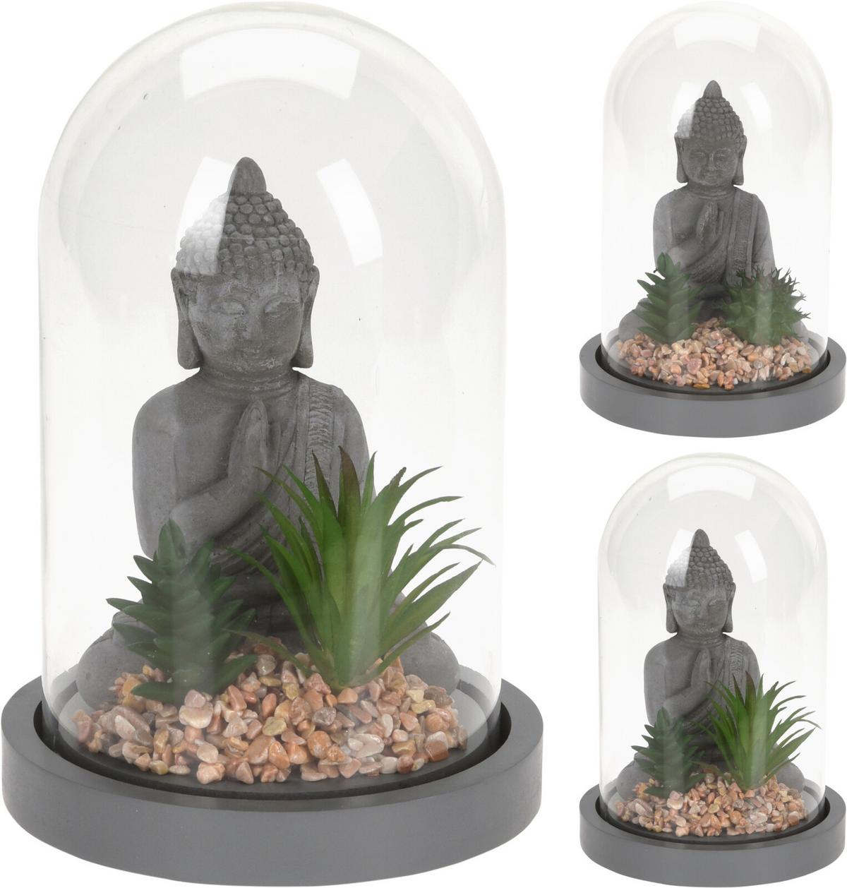 Buddha Műnövény - natúr/áttetsző, műanyag/Üveg (14/24cm)