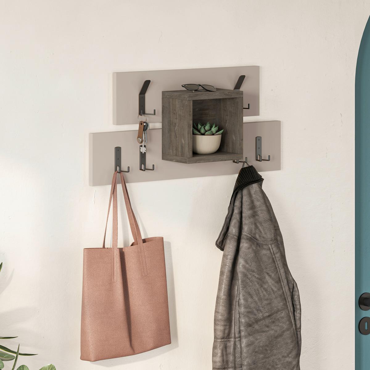 Wandgarderobe Lumina Dunkelbraun/mokka B: 68 Cm - Dunkelbraun/Mokka, Design, Holzwerkstoff/Metall (68/32/13cm) - Livetastic
