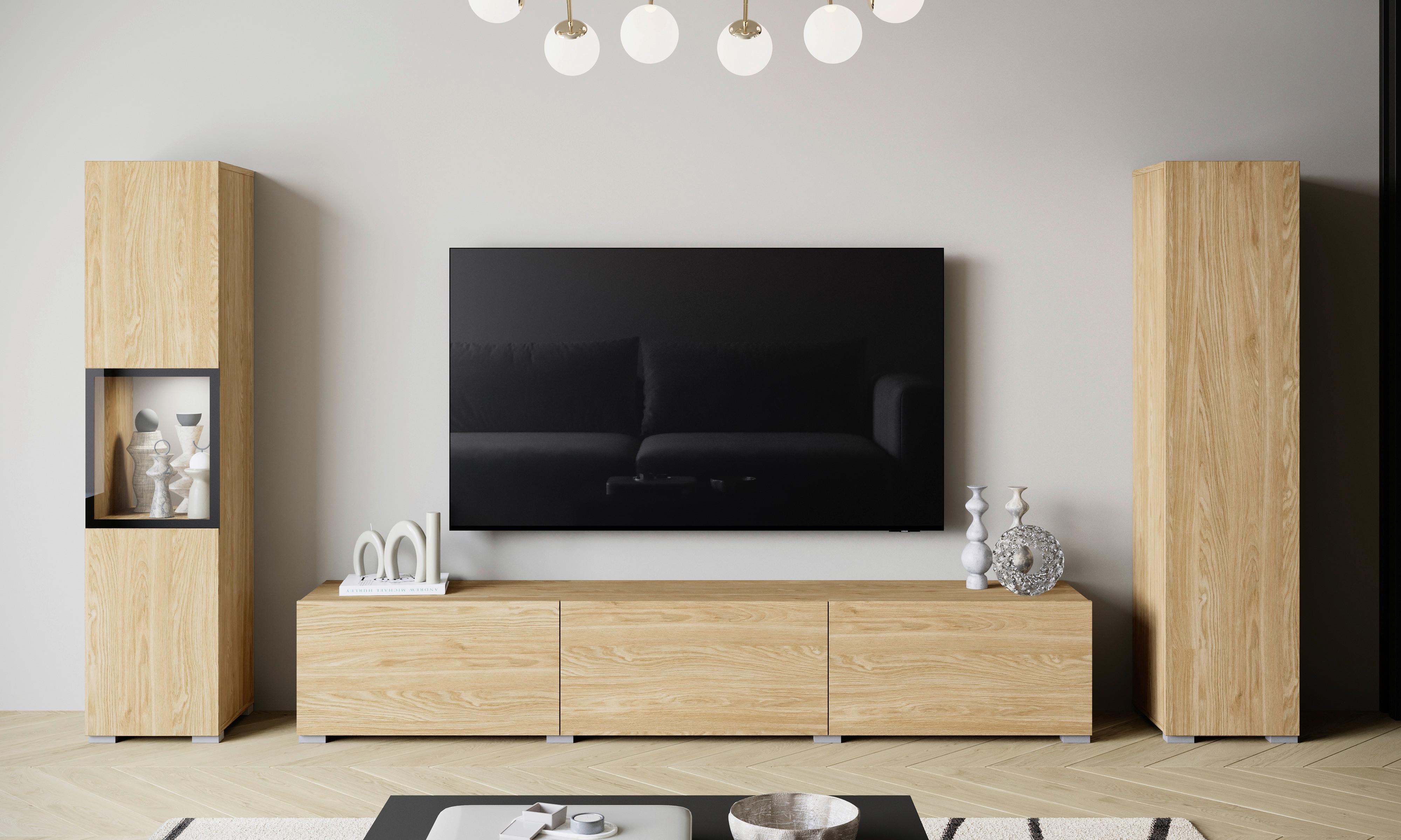 Wohnwand mit LED Berlin III Eichefarben
