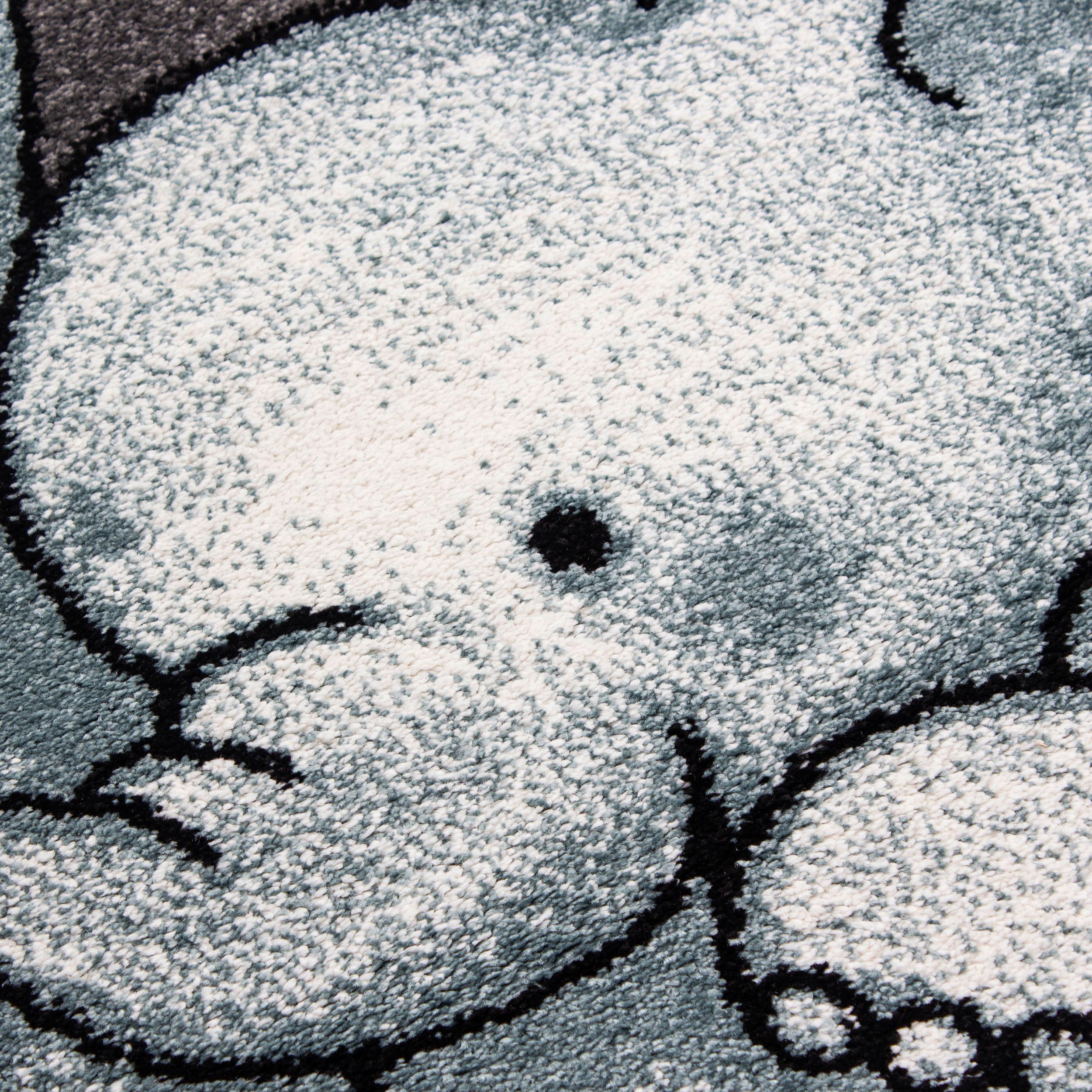 Kinderteppich Rund Elefant Blau/grau/weiß Kids Ø 160 Cm - Blau/Weiß, Trend, Textil (160cm)