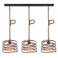 Hängeleuchte H: 120 Cm 3-Flammig - Rostfarben/Schwarz, Basics, Naturmaterialien/Metall (115/28/120cm) - Globo