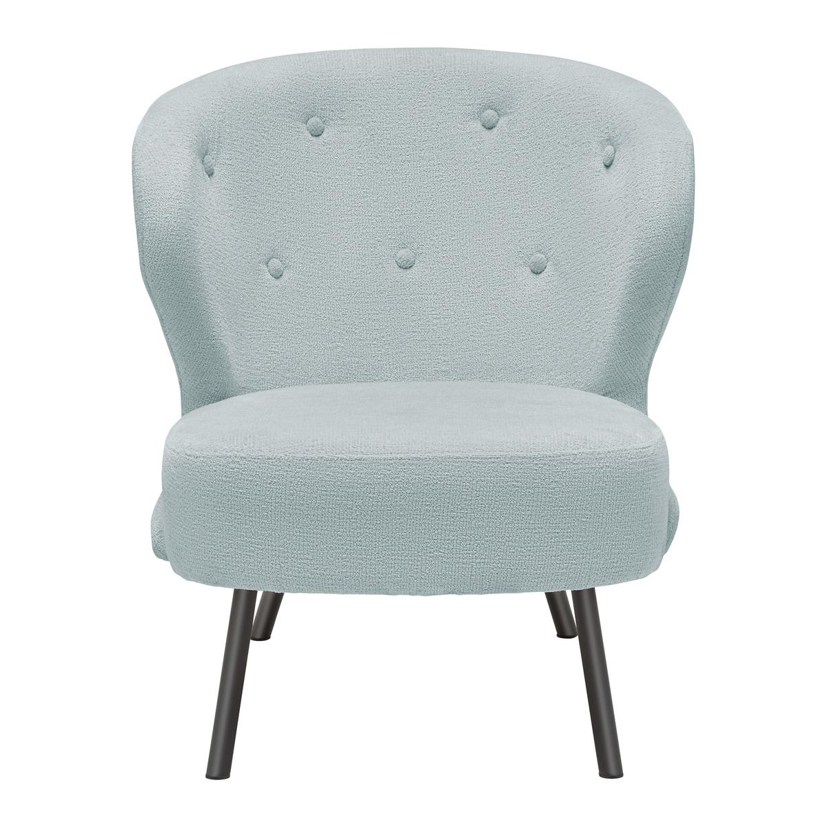 Trendové křeslo FLORIS, šedomodrá žinylka, max. 140 kg - šedomodrá/černá, Romantický / Rustikální, kov/dřevo (67/77/73cm) - Mömax