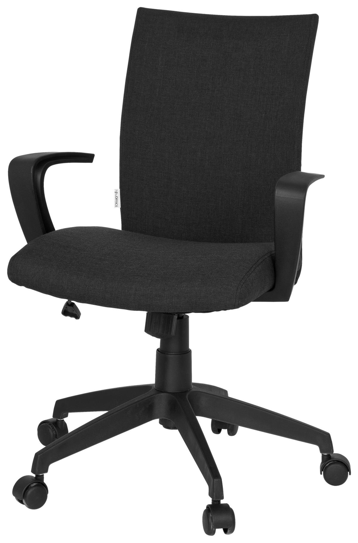 Bürostuhl Soft mit Armstützen Schwarz - Schwarz, MODERN, Kunststoff/Textil (54/104/44cm) - MID.YOU