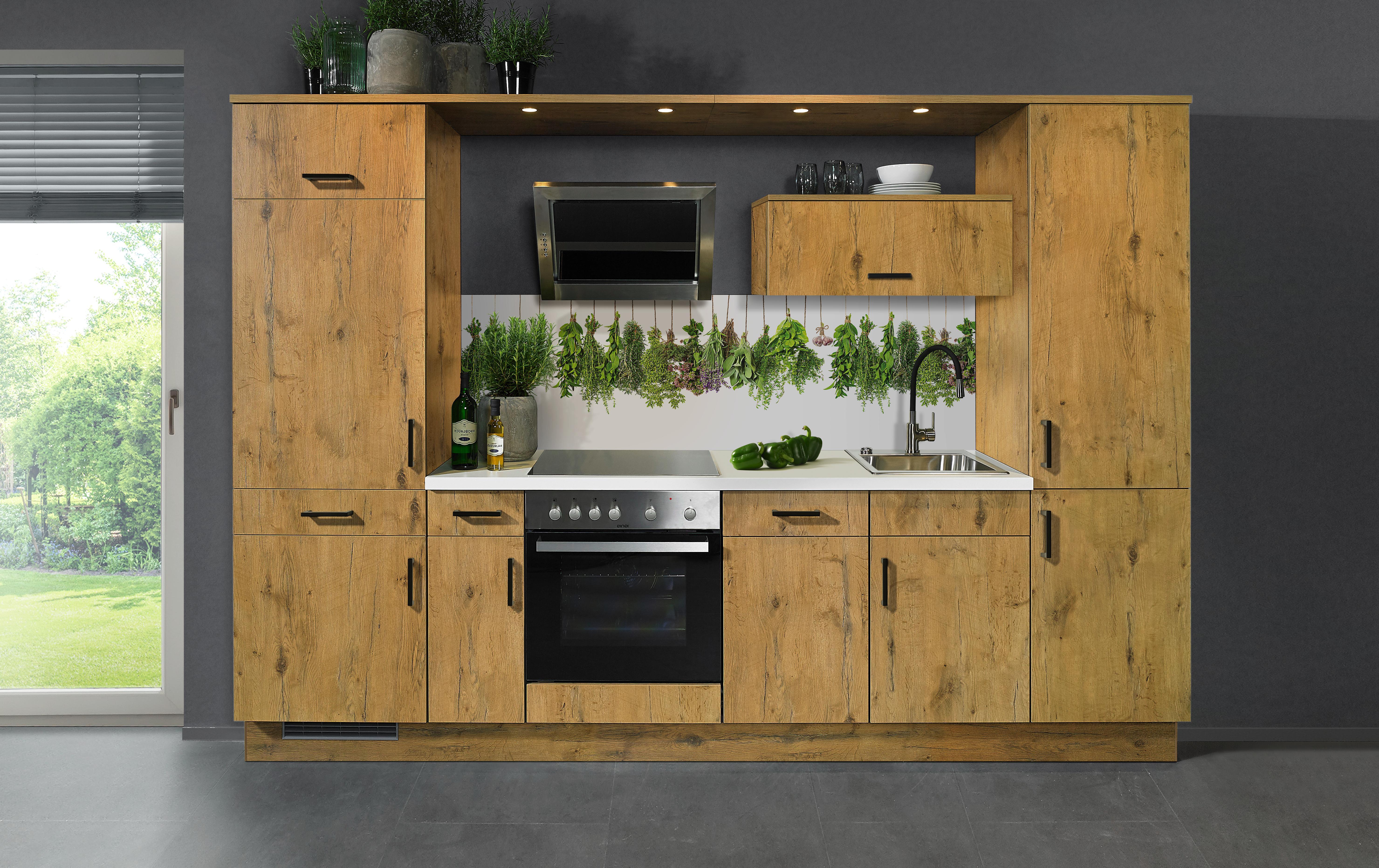 Küchenblock in Eiche Dekor mit E-Geräten