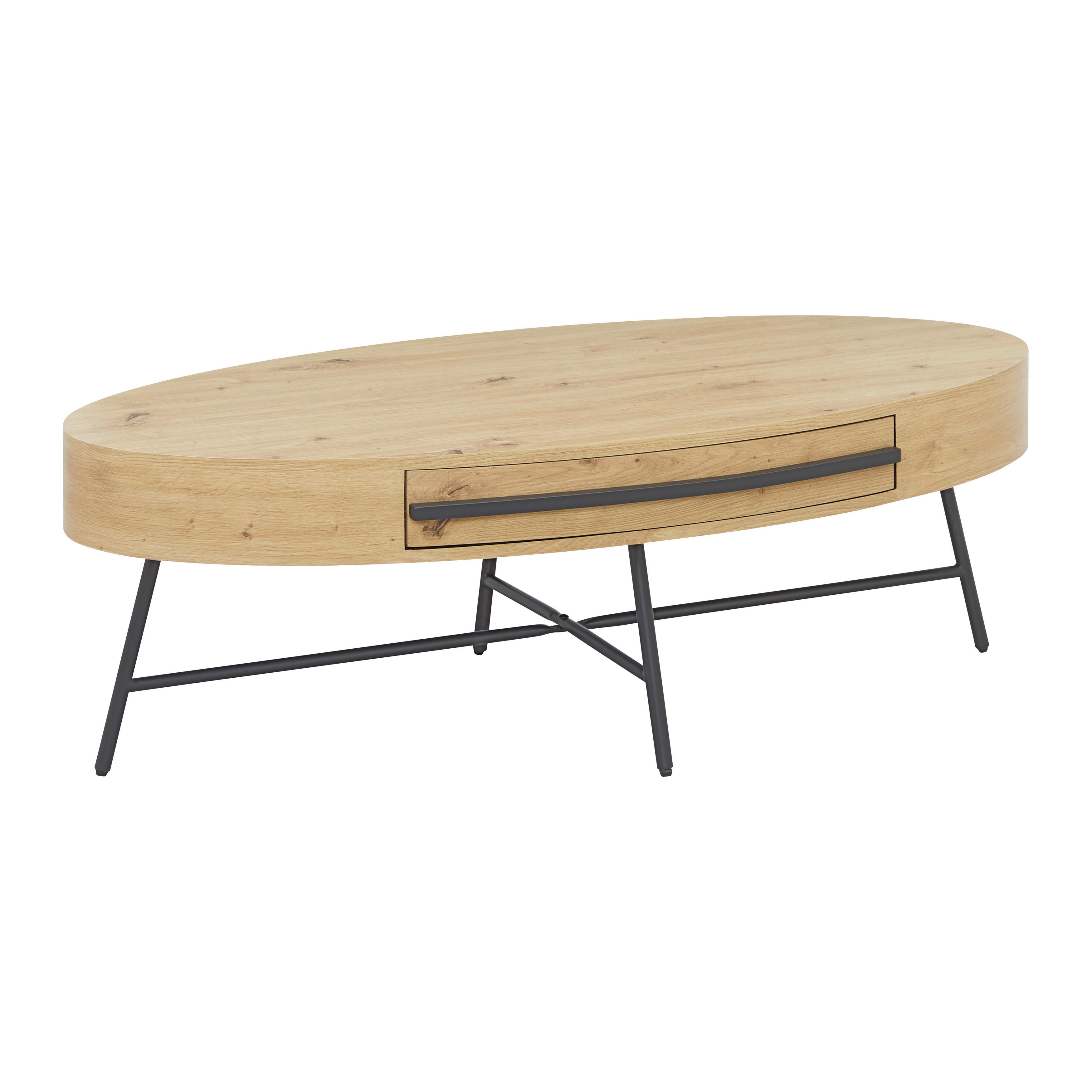 Konferenční stolek EMILIA - černá/barvy dubu, Moderní, kov (120/60/40cm) - Bessagi Home