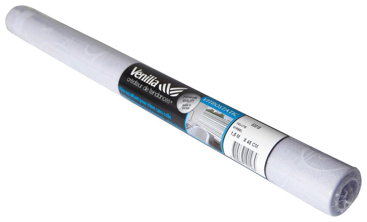 Fensterfolie Statisch Haftend Wirbel-Design 150x45 cm - Silberfarben/Weiß, KONVENTIONELL, Kunststoff (45/150cm)