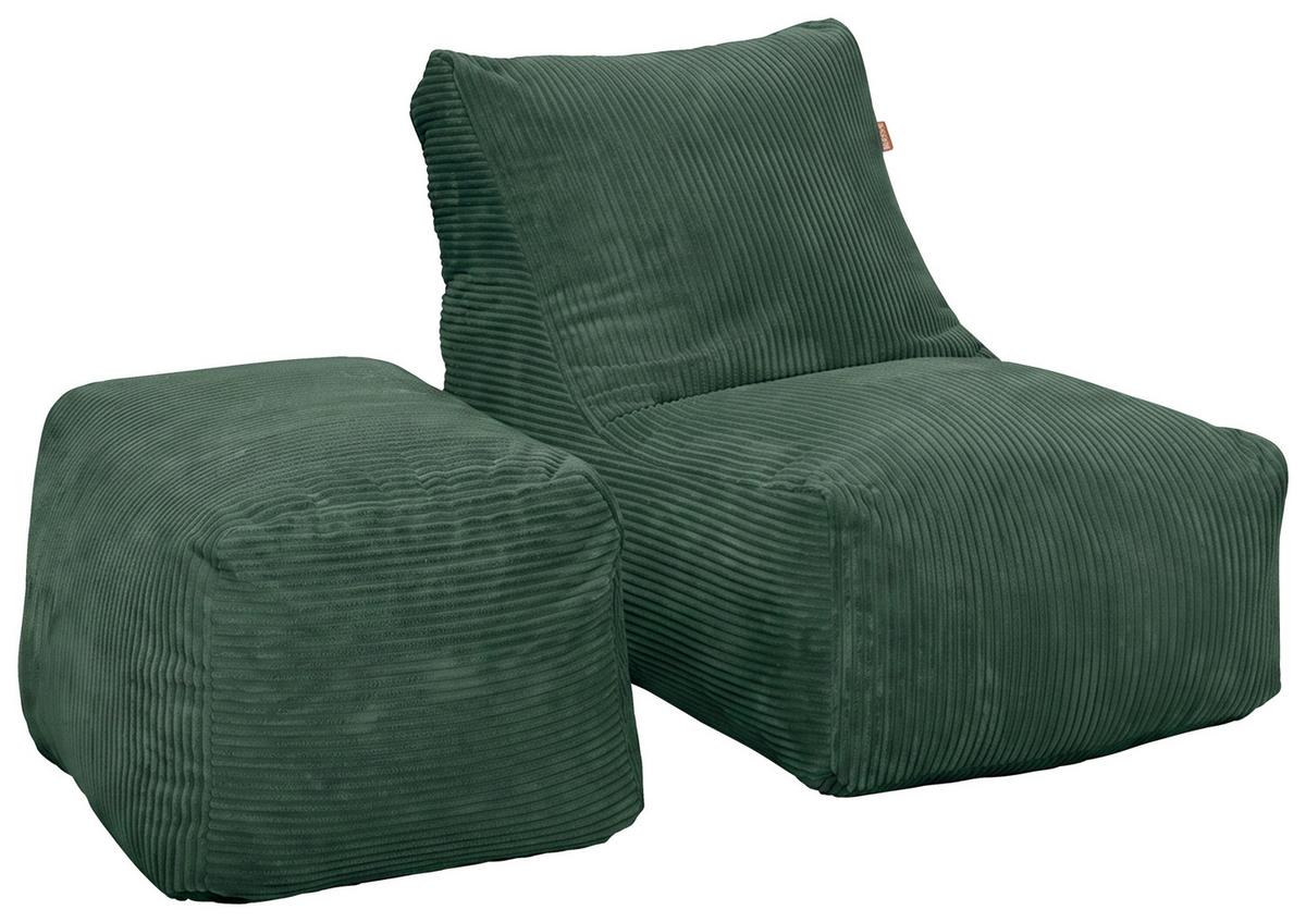 Sitzsack Luno Cord grün, Indoor, B: 70cm - Grün, Basics, Textil (70/70/100cm)