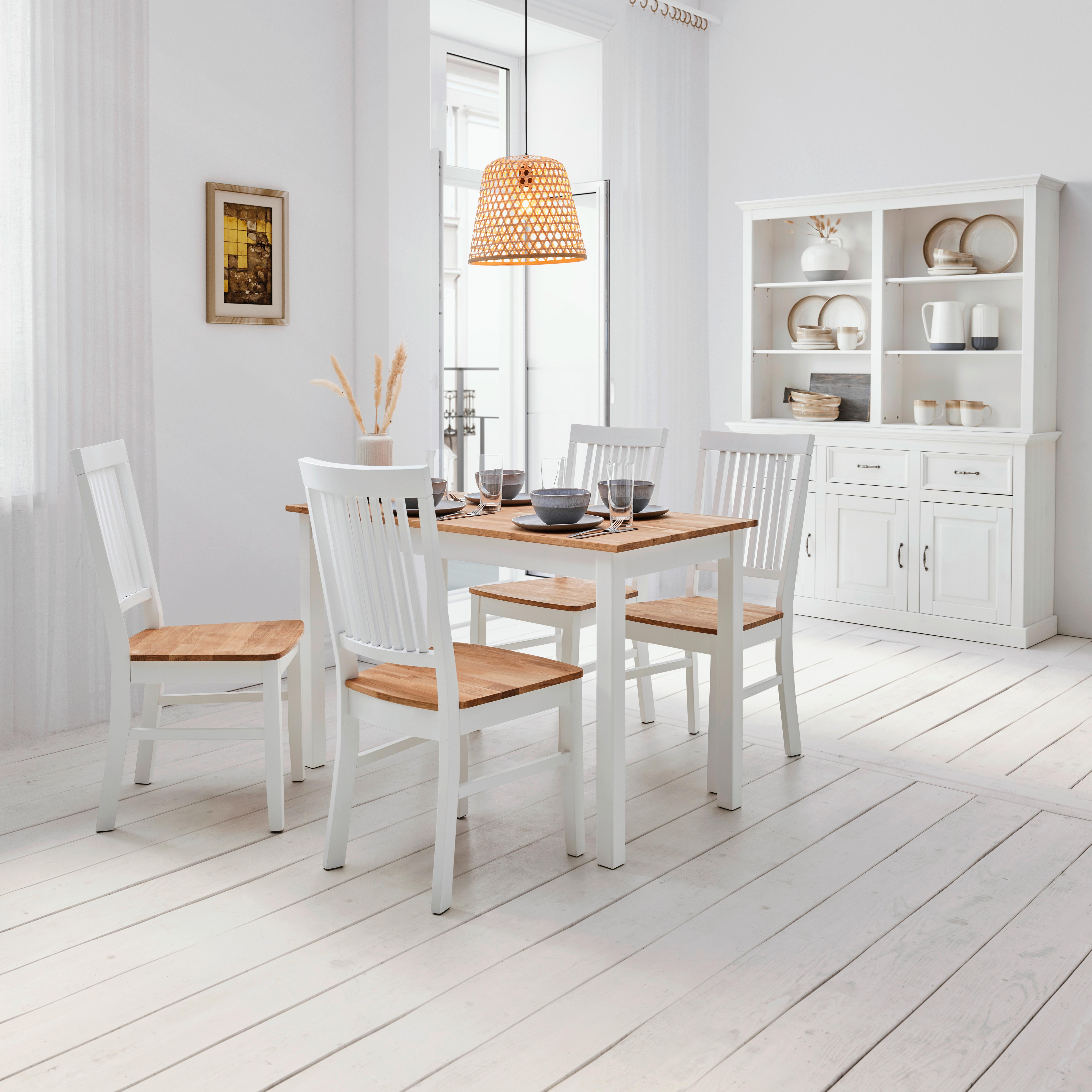 Jídelní stůl ANTALIA bílý 120x60 cm - bílá/přírodní barvy, Moderní, dřevo (120/60/75cm) - Bessagi Home