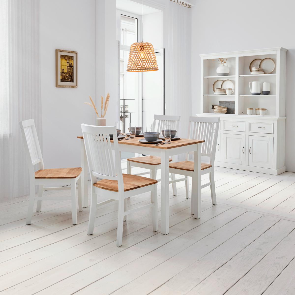 Jídelní stůl ANTALIA bílý 120x60 cm - bílá/přírodní barvy, Moderní, dřevo (120/60/75cm) - Bessagi Home