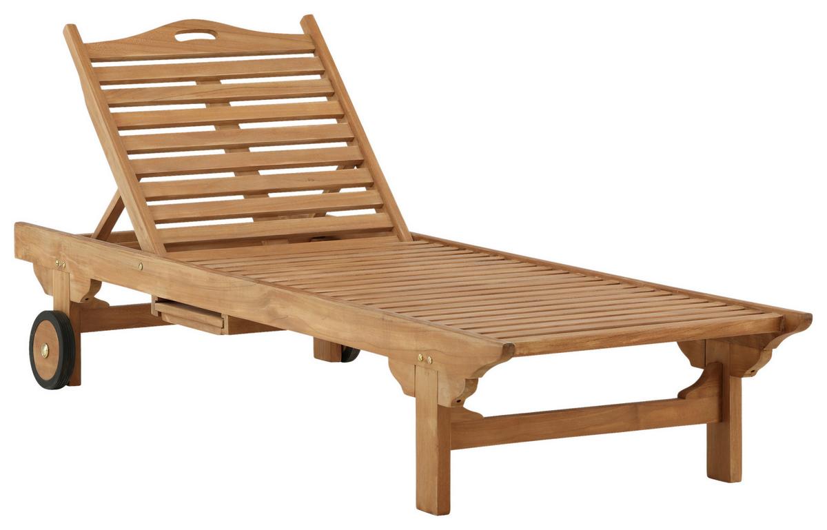 Sonnenliege Ghana - Teakfarben, KONVENTIONELL, Holz (200/33/65cm) - Gardenson
