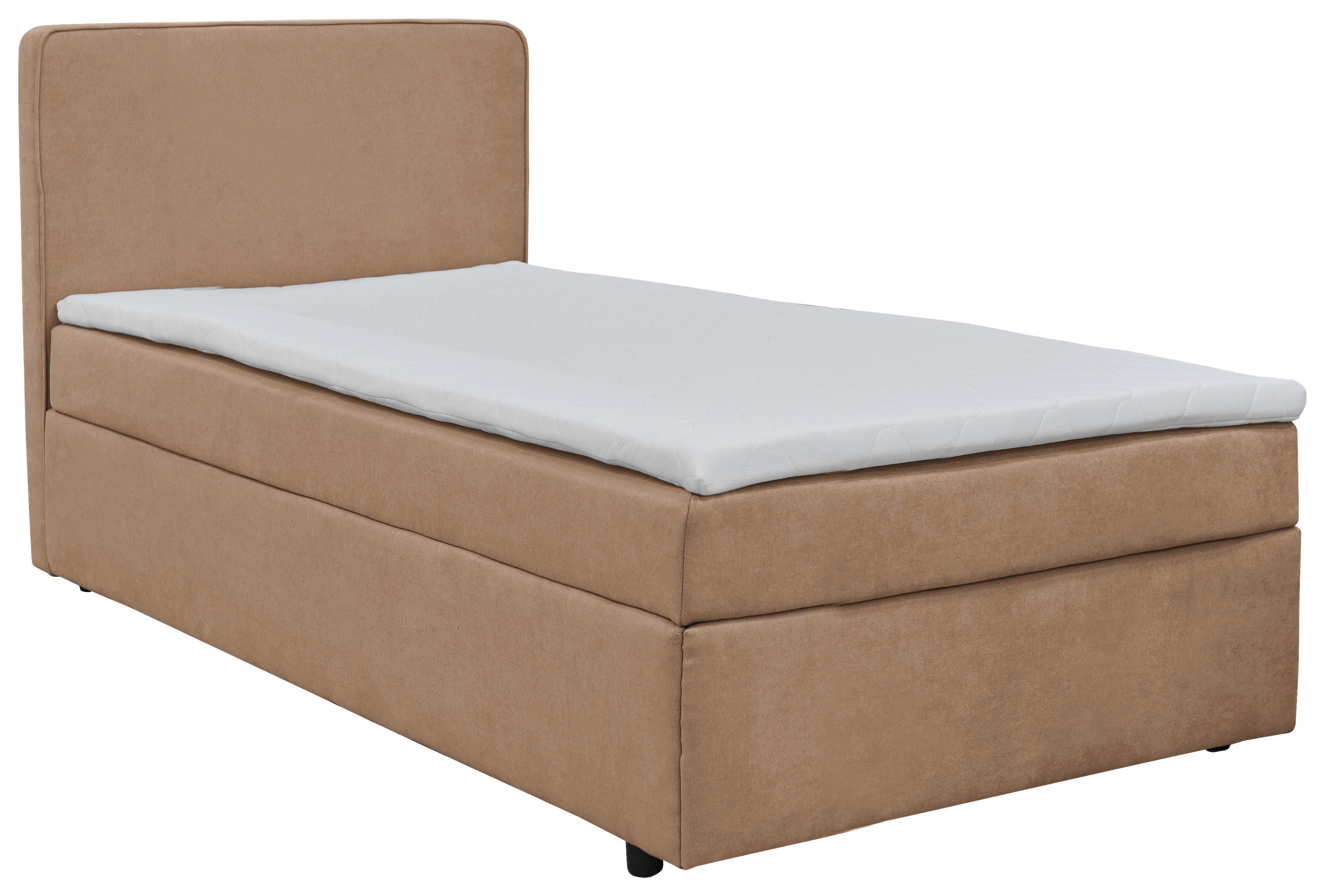 Boxbett Jubi 90-C - Hellbraun/Schwarz, KONVENTIONELL, Holz/Textil (90/200cm)