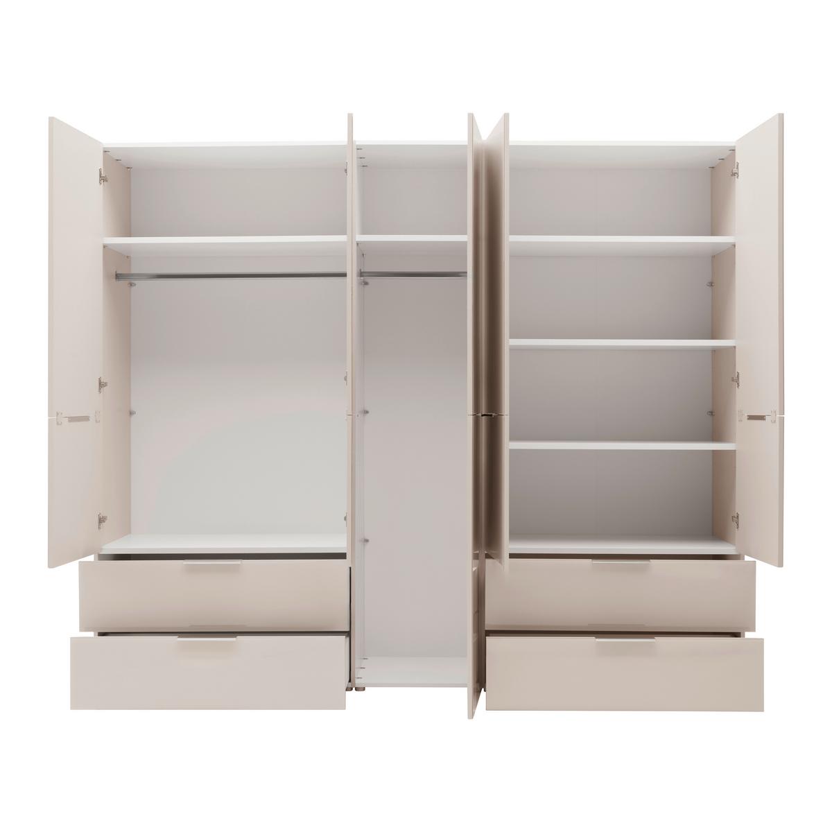 Skriňa s otočnými dverami SIENA, šírka 250 cm - kašmírová/chrómová, Konventionell, kov/kompozitné drevo (250/212/57cm)