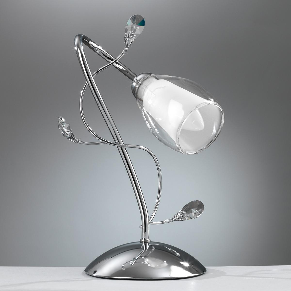 Kristall-Tischleuchte Sharon Chromfarben L: 20 cm - Chromfarben/Cappuccino, Basics, Glas/Kunststoff (20/20/30cm)