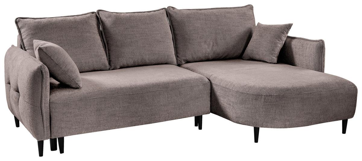 Ecksofa Sycylia Taupe/Schwarz, 244 cm - Taupe/Schwarz, Design, Textil (244/165cm) - MID.YOU