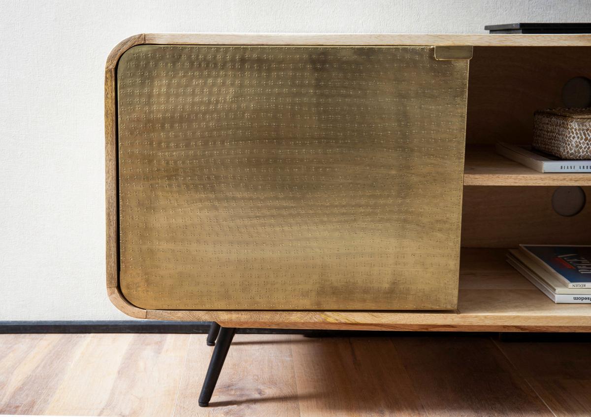 Lowboard Braun B: 160 Cm - Goldfarben/Schwarz, Design, Holz/Metall (160/55/41cm) - MID.YOU