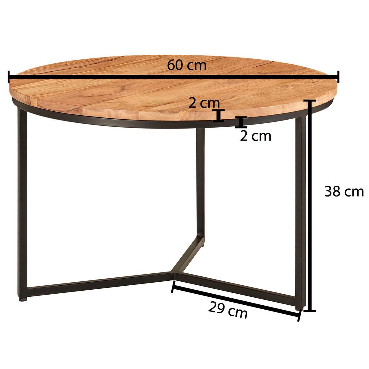 Konferenční stůl barvy akácie - černá/barvy akácie, Moderní, kov/dřevo (60/60/38cm) - MID.YOU