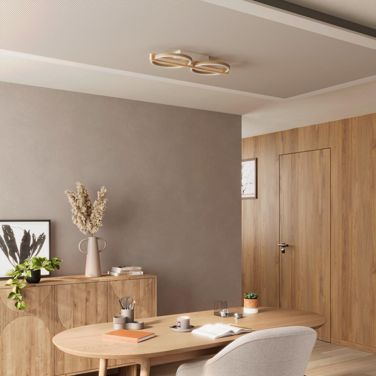 LED-DECKENLEUCHTE CAMILLO - Champagner/Naturfarben, Basics, Holzwerkstoff/Kunststoff (46/20/6cm) - Luca Bessoni
